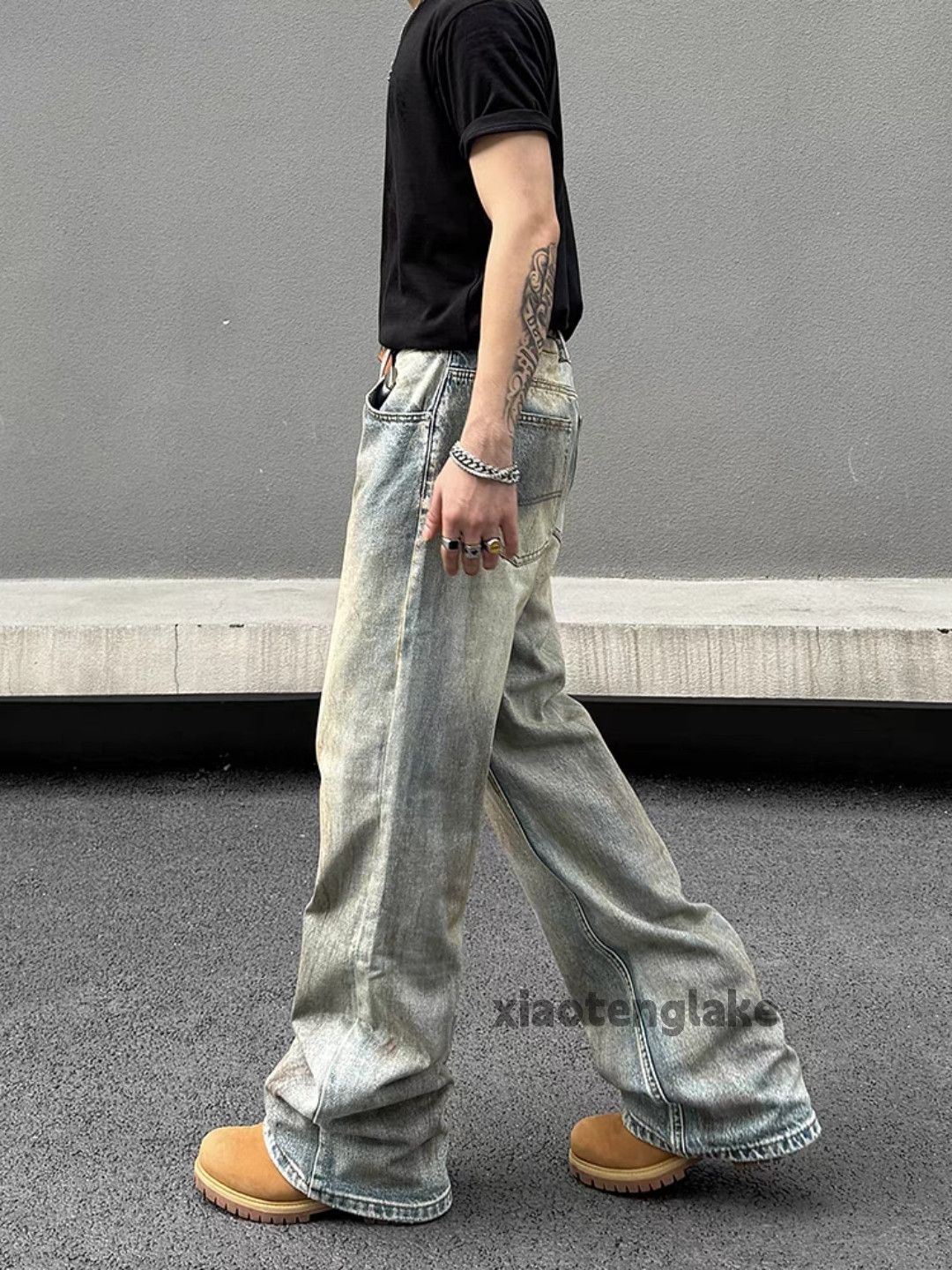 Jean × Vintage washed faded rusty stain loose baggy grunge jeans Size US 32 / EU 48 - 4 Thumbnail