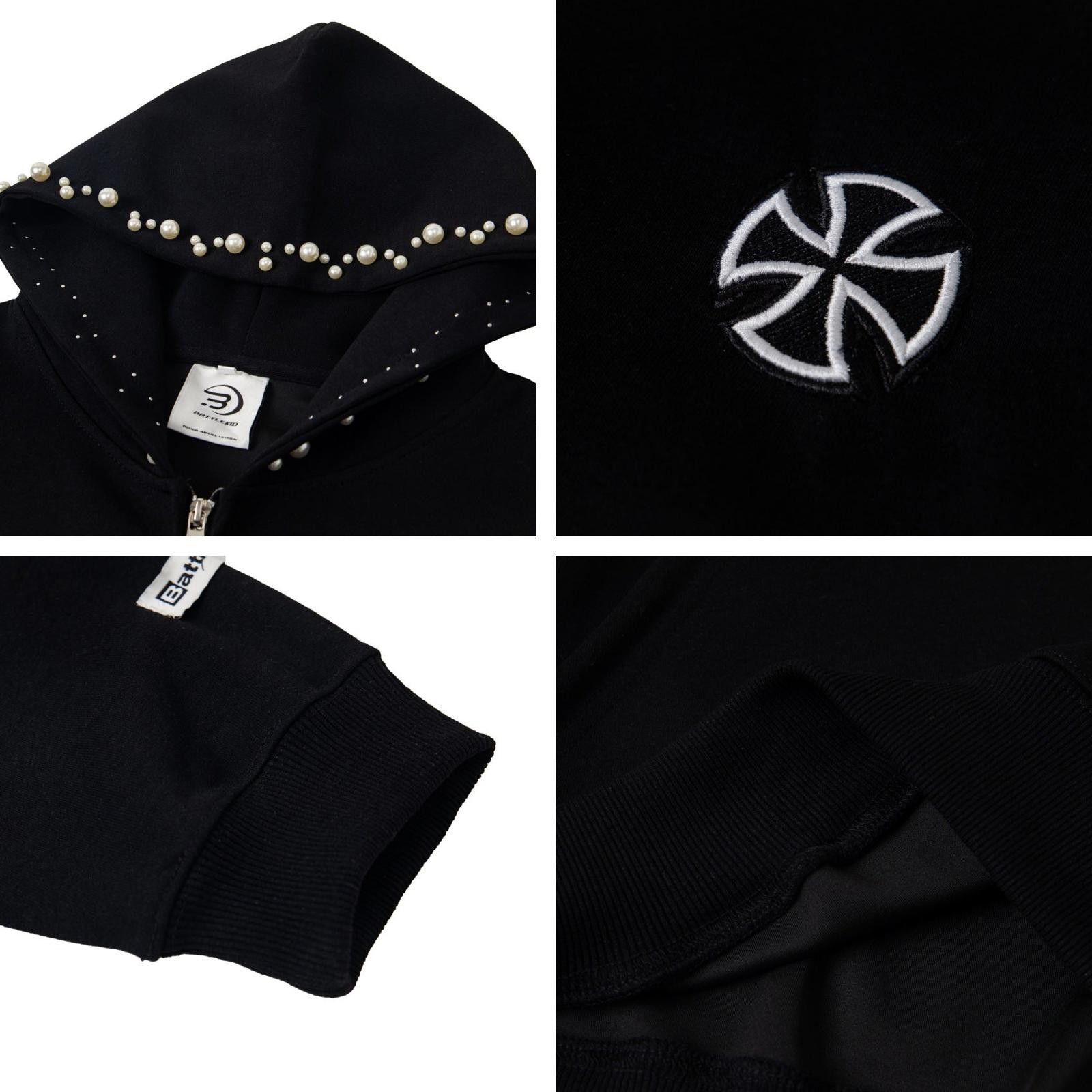 Japanese Brand Iron Cross Black Pearl-Studded Zip-Up Hoodie Size US L / EU 52-54 / 3 - 2 Thumbnail