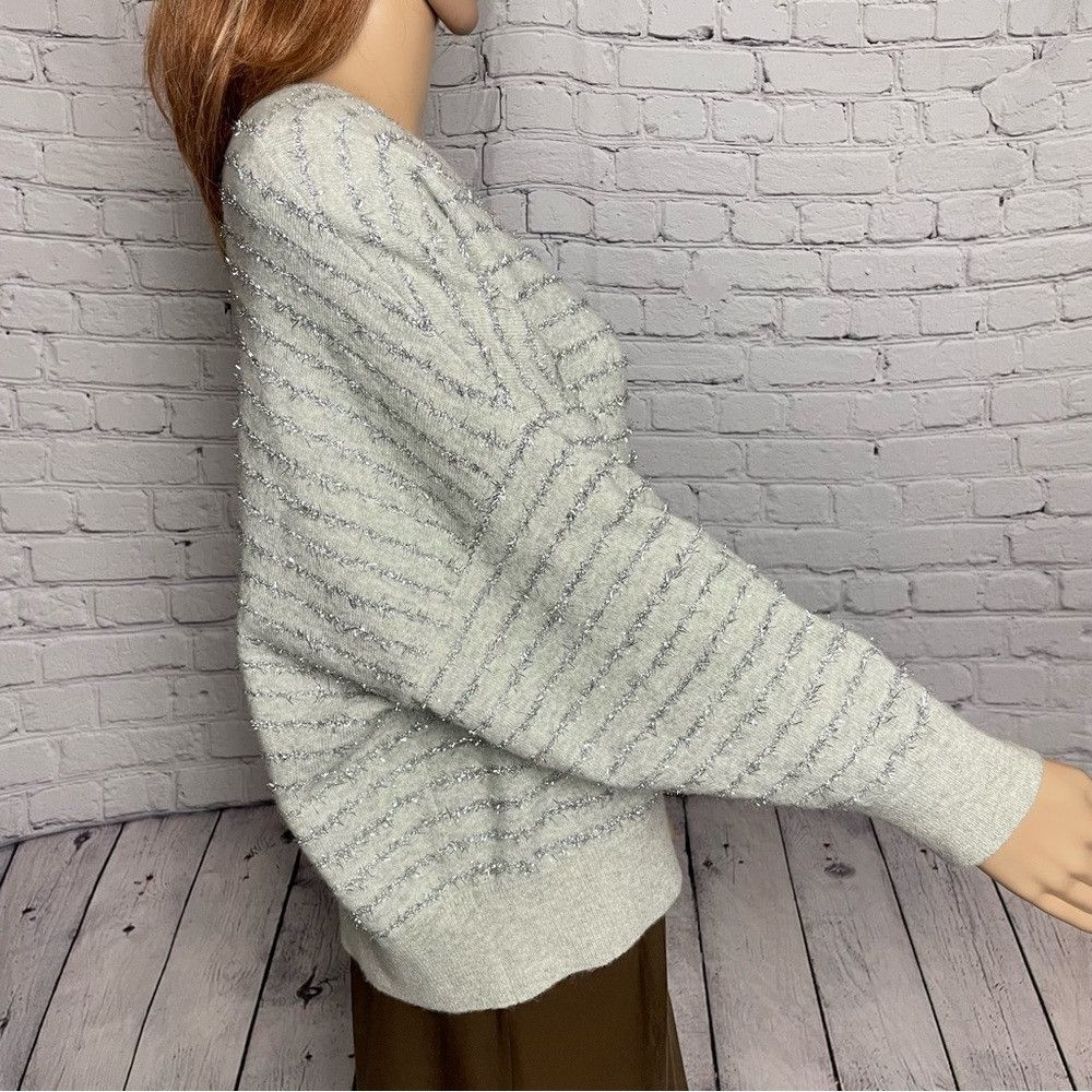 Nordstrom NWT New Nordstrom Grey Metallic Stripe Sweater Size M Size M / US 6-8 / IT 42-44 - 4 Thumbnail