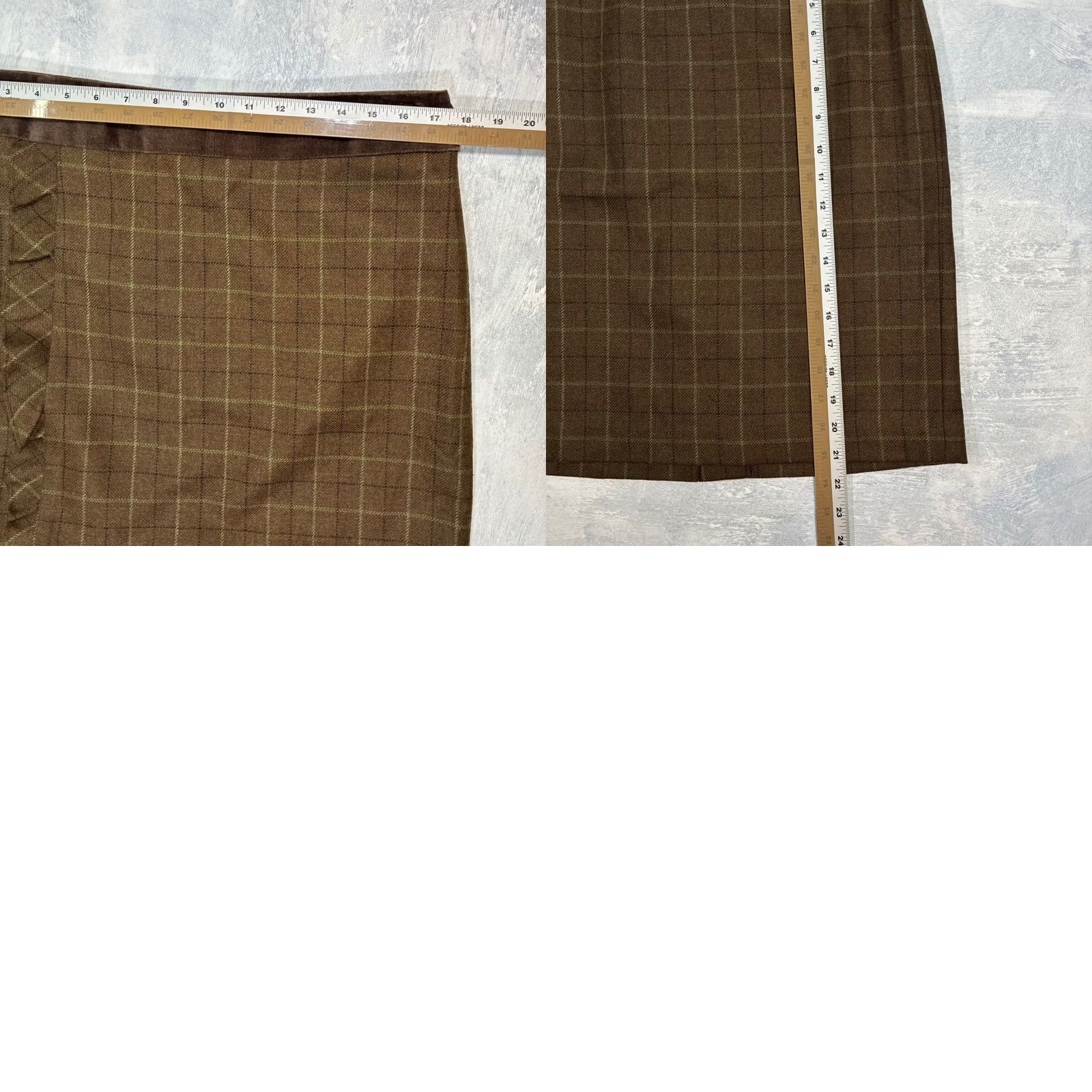 J.McLaughlin VINTAGE? No. J.McLaughlin Wool Brown Plaid Knee Length Skirt Women's Size 12 Size 34" / US 12 / IT 48 - 8 Thumbnail