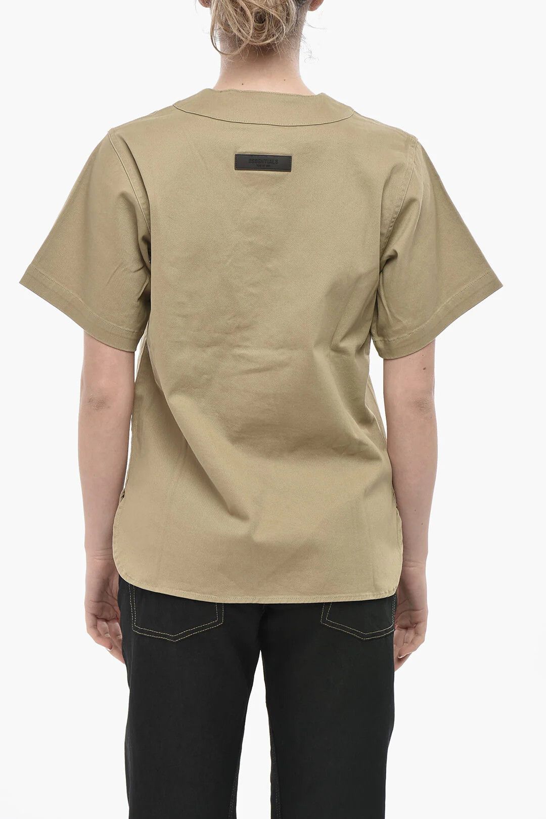 Fear of God og1mm0326 Short-Sleeve V-Neck Blouse in Beige Size S / US 4 / IT 40 - 2 Thumbnail