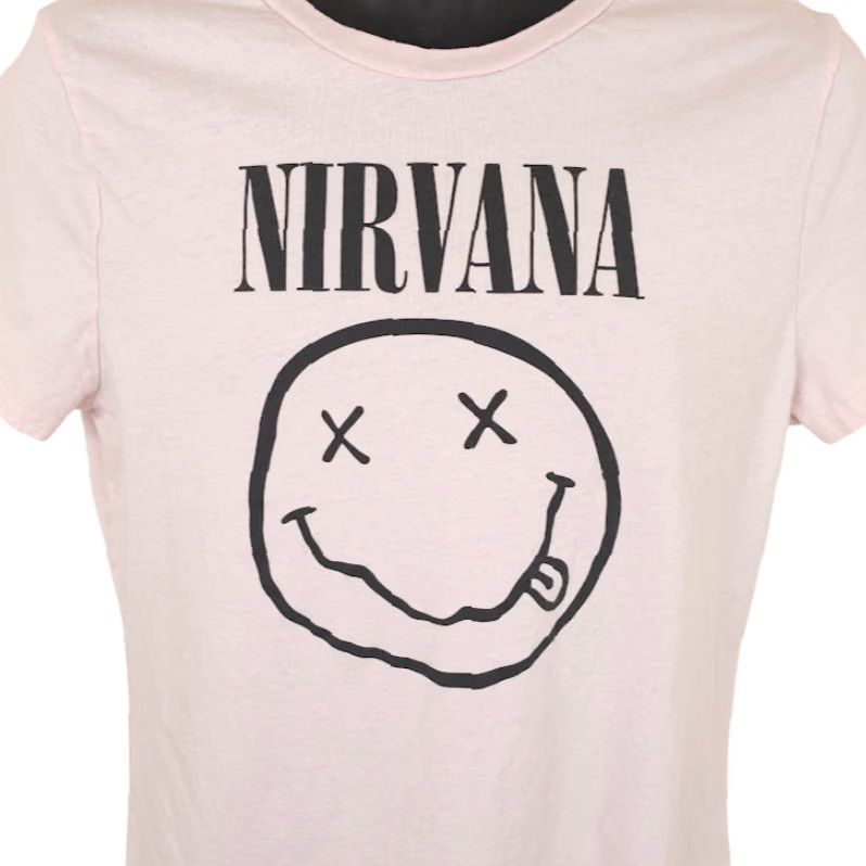 Pinko Nirvana T Shirt Womens XL Pink Retro 90s Grunge Kurt Cobain Band Tee Size XL / US 12-14 / IT 48-50 - 2 Thumbnail