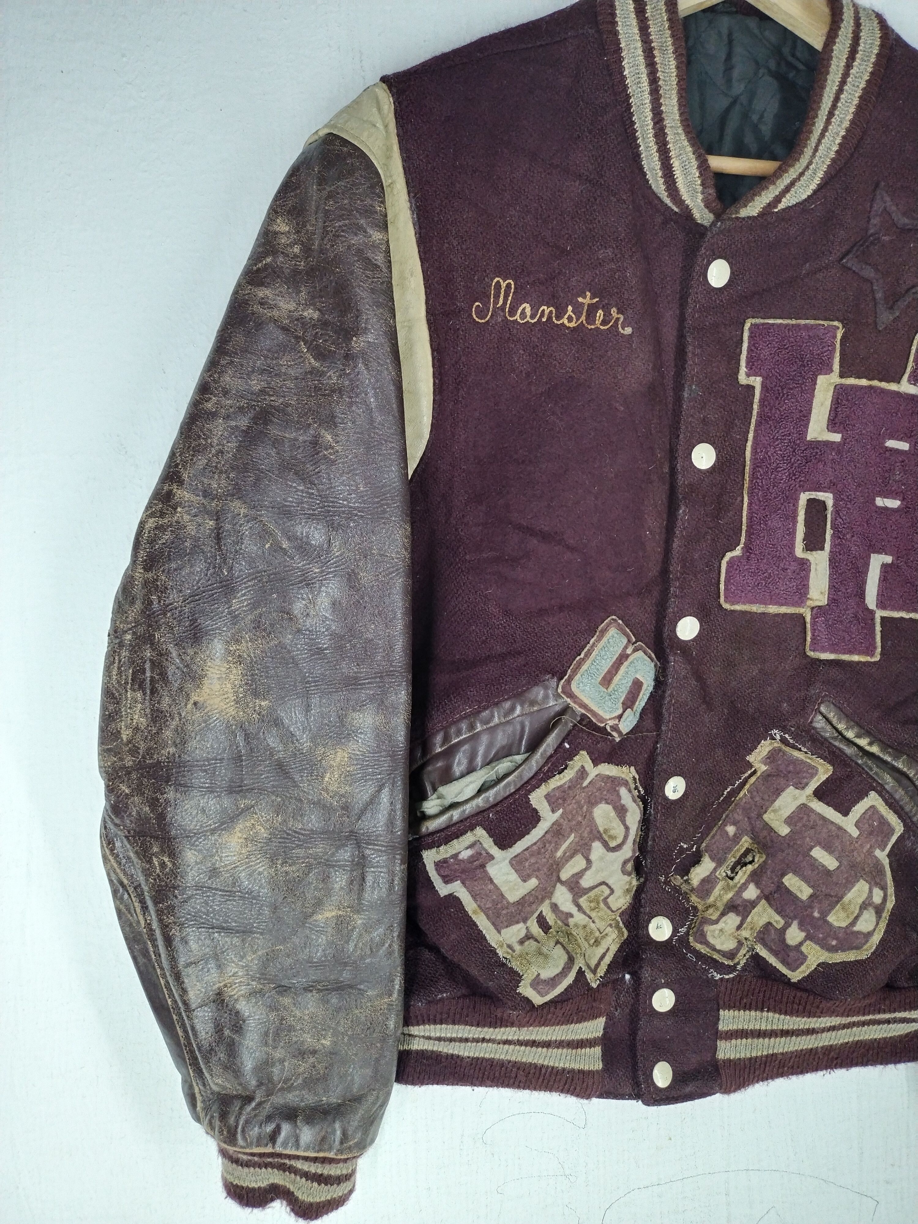 Vintage Rare Vintage Hagel Park Varsity Leather Wool Jacket Size US L / EU 52-54 / 3 - 2 Thumbnail