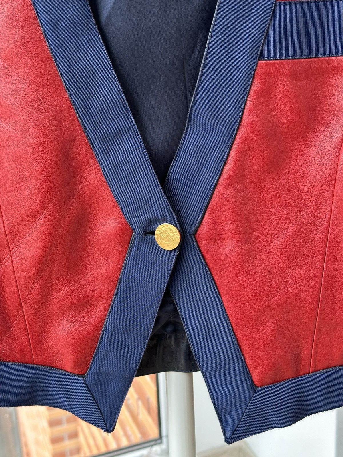Saint Laurent Paris Yves Saint Laurent Leather Blazer 80’s Red/Blue Size M / US 6-8 / IT 42-44 - 8 Thumbnail
