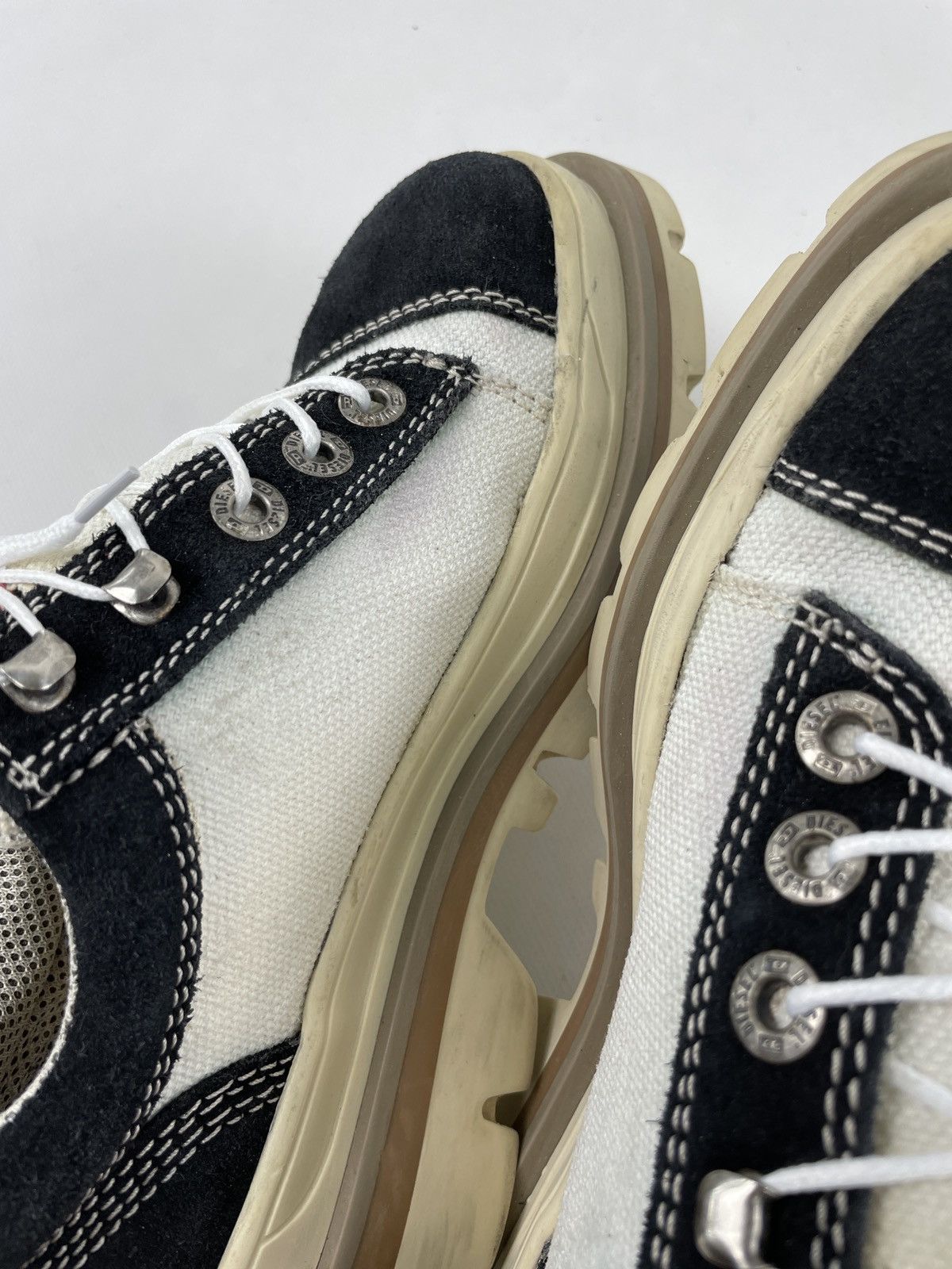 Diesel × Diesel Black Gold × Vintage 90's Platforms Chunky High Sole Low-Top Laces Heavy Boots Size US 8 / IT 38 - 17 Thumbnail