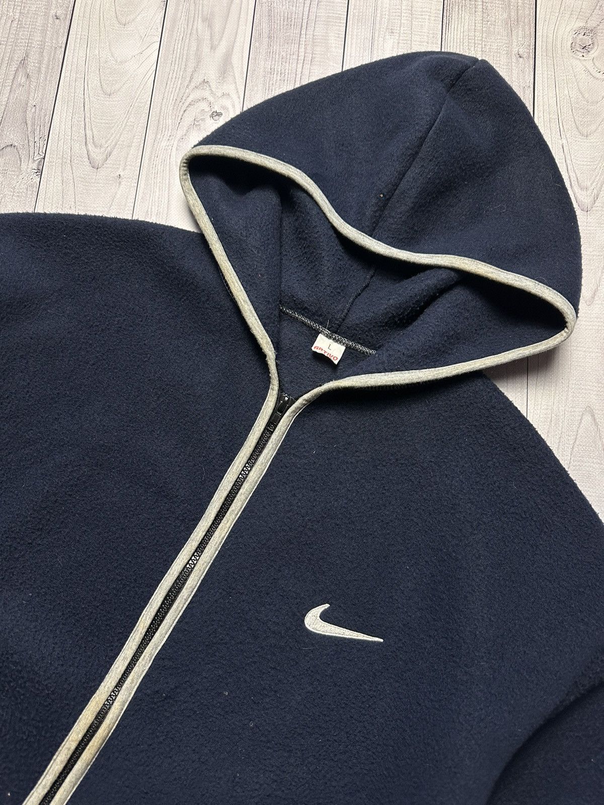 Nike × Vintage Vintage Nike fleece zip hoodie size L logo Size US L / EU 52-54 / 3 - 3 Thumbnail