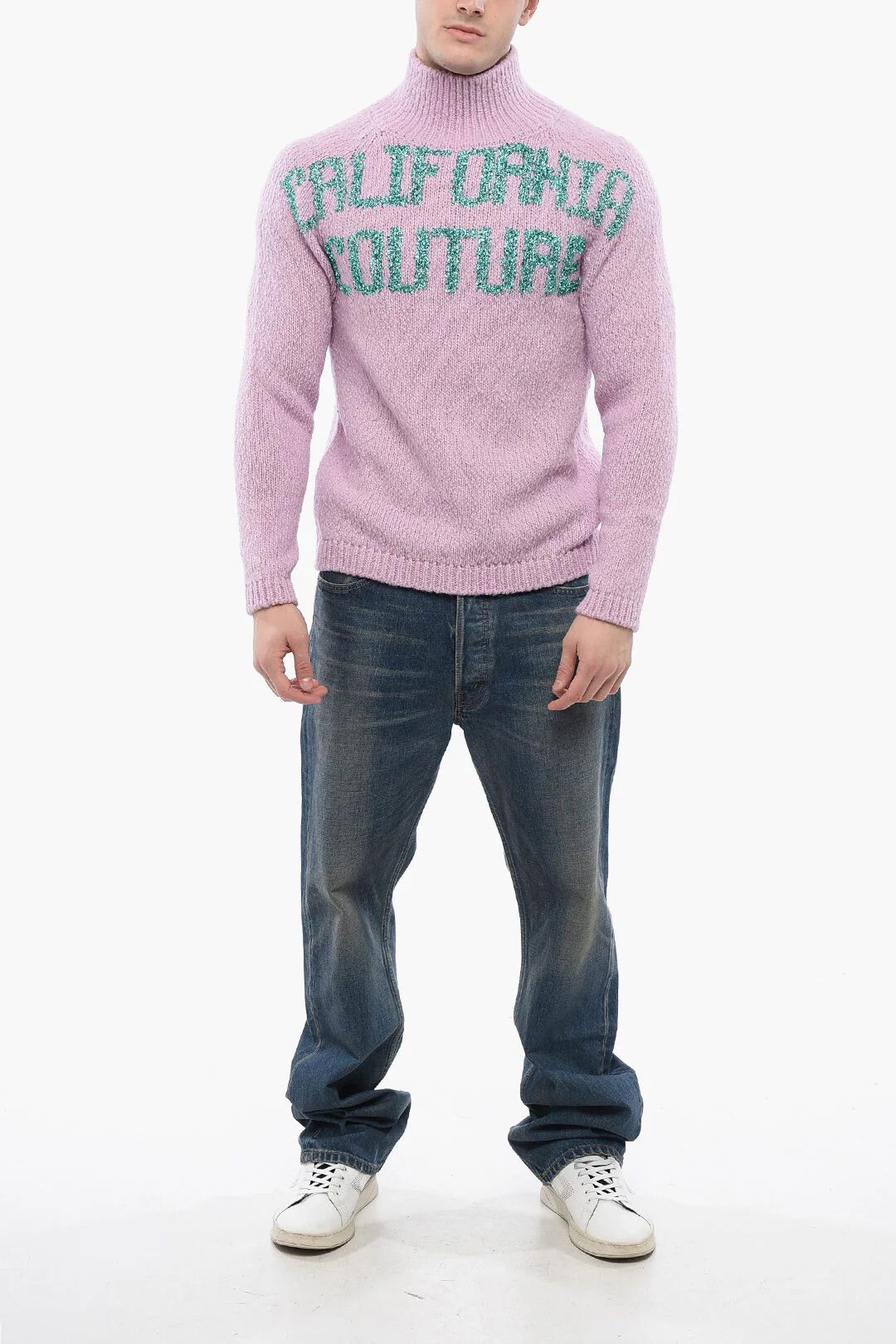 Dior × ERL og1mm0326 Lurex-Embroidered Turtleneck Pullover in Pink Size US M / EU 48-50 / 2 - 4 Thumbnail