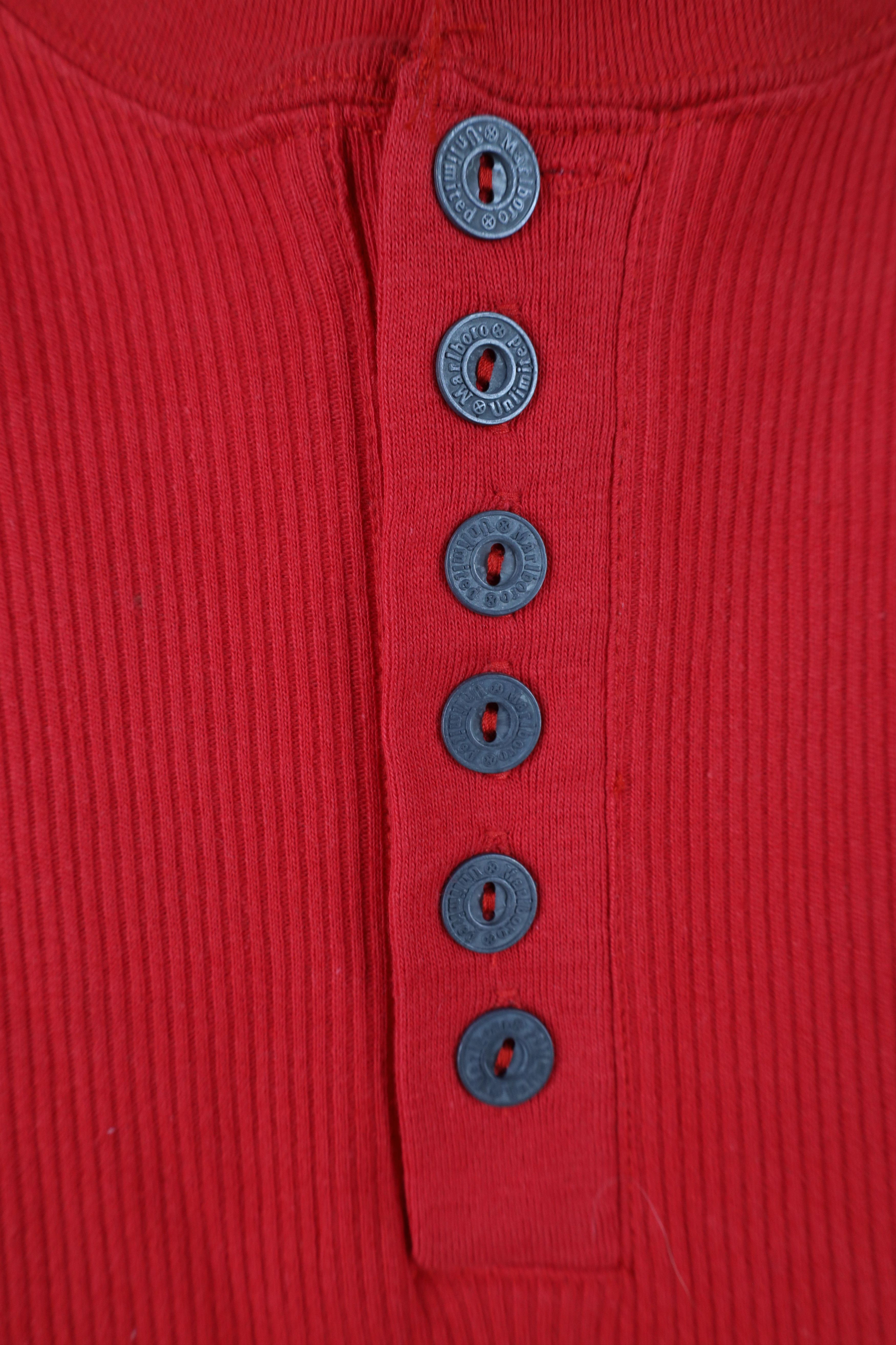 Marlboro × Vintage Vintage 90s Marlboro Ribbed Knit Long Sleeve Henley T-Shirt Size US XL / EU 56 / 4 - 4 Thumbnail