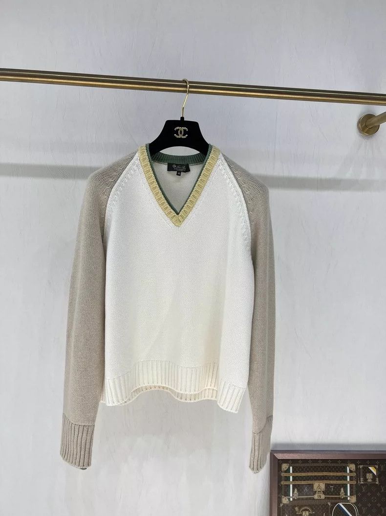Loro Piana LORO PIANA V-neck patchwork cashmere knit sweater Size M / US 6-8 / IT 42-44 - 7 Thumbnail