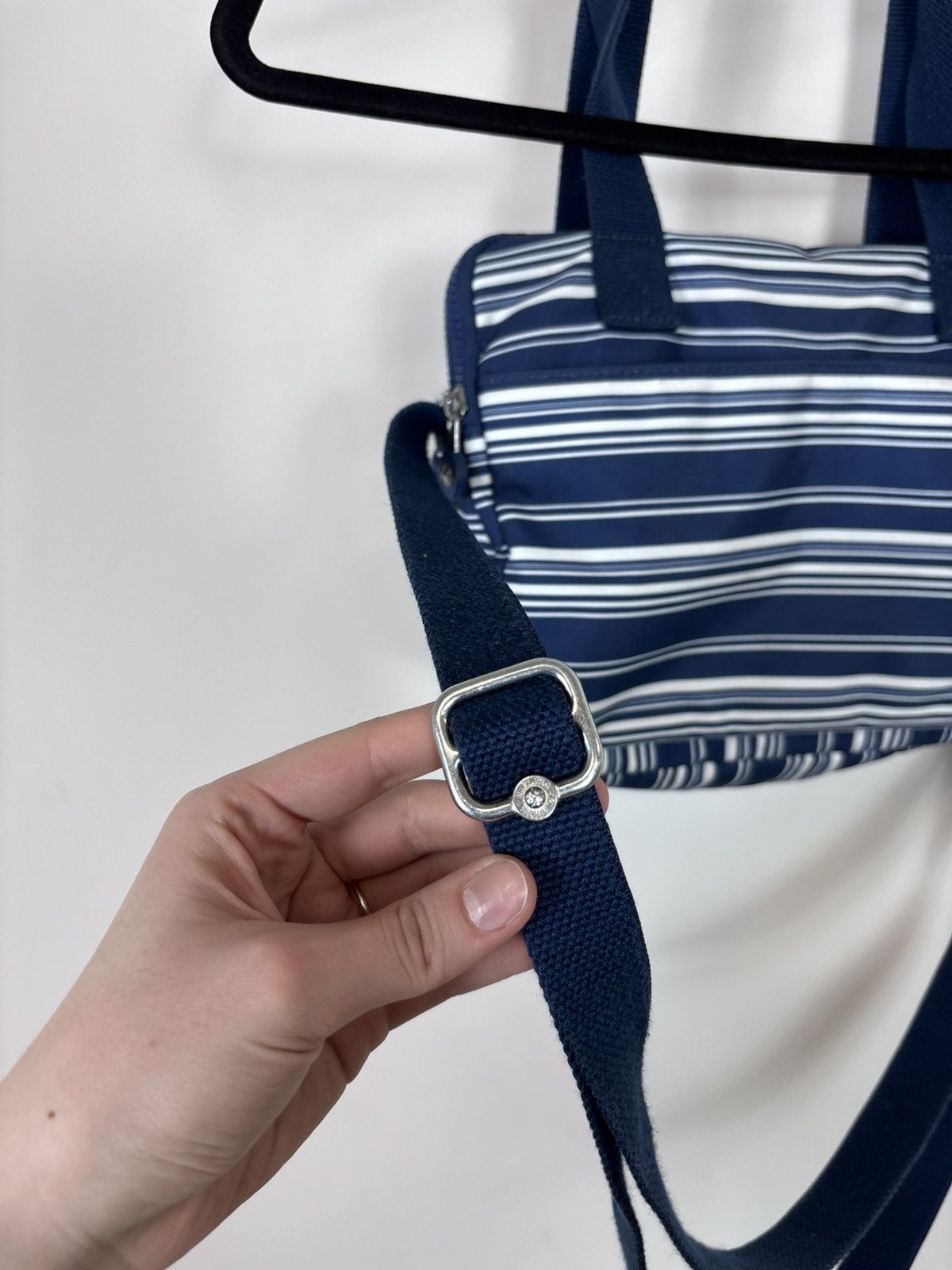 Japanese Brand Kipling Y2K Blue/White Striped Handbag Shoulder Crossbody Size ONE SIZE - 23 Thumbnail