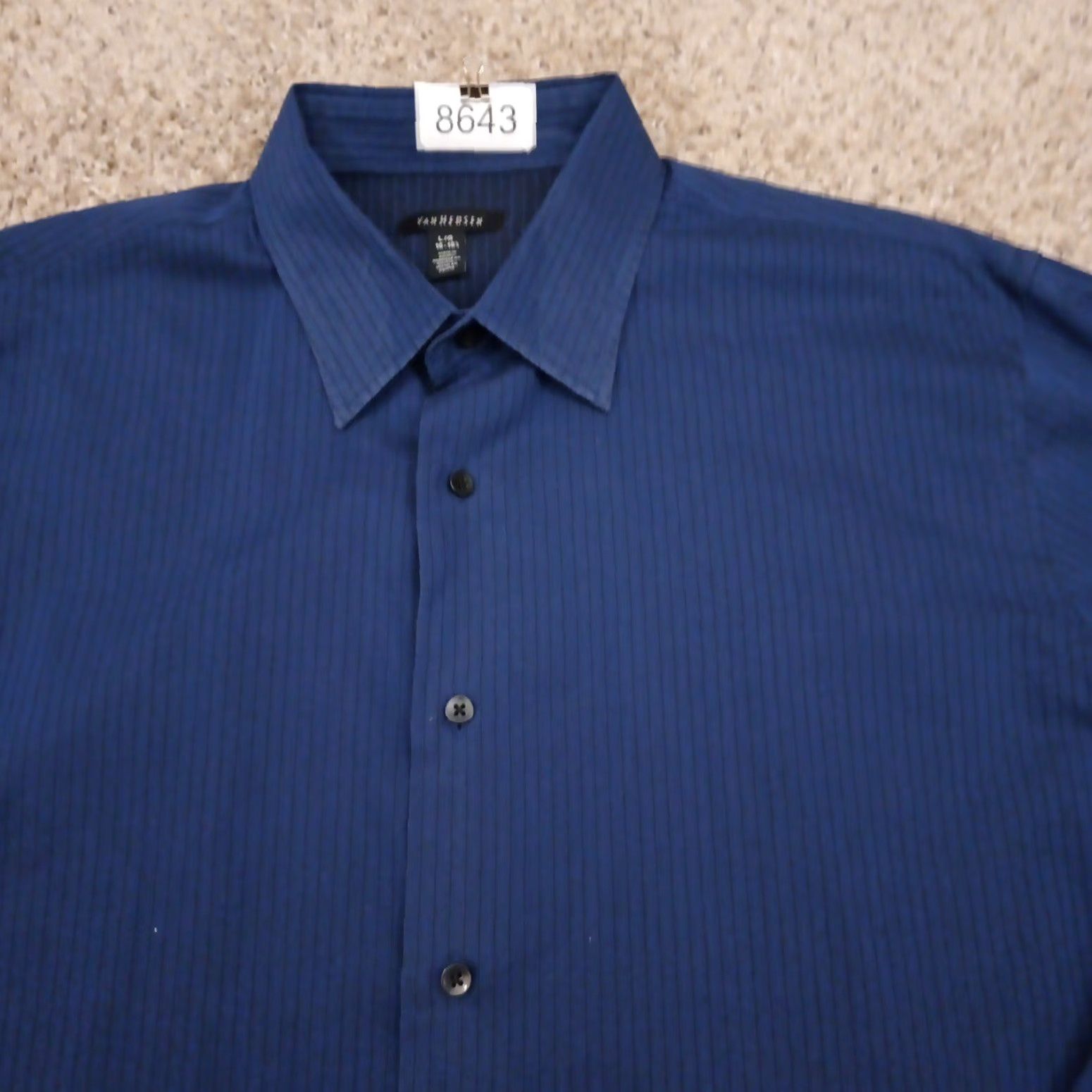 Van Heusen Van Heusen Shirt Mens Large Blue Striped Long Sleeve Button Up Cotton Blend Size US L / EU 52-54 / 3 - 3 Thumbnail