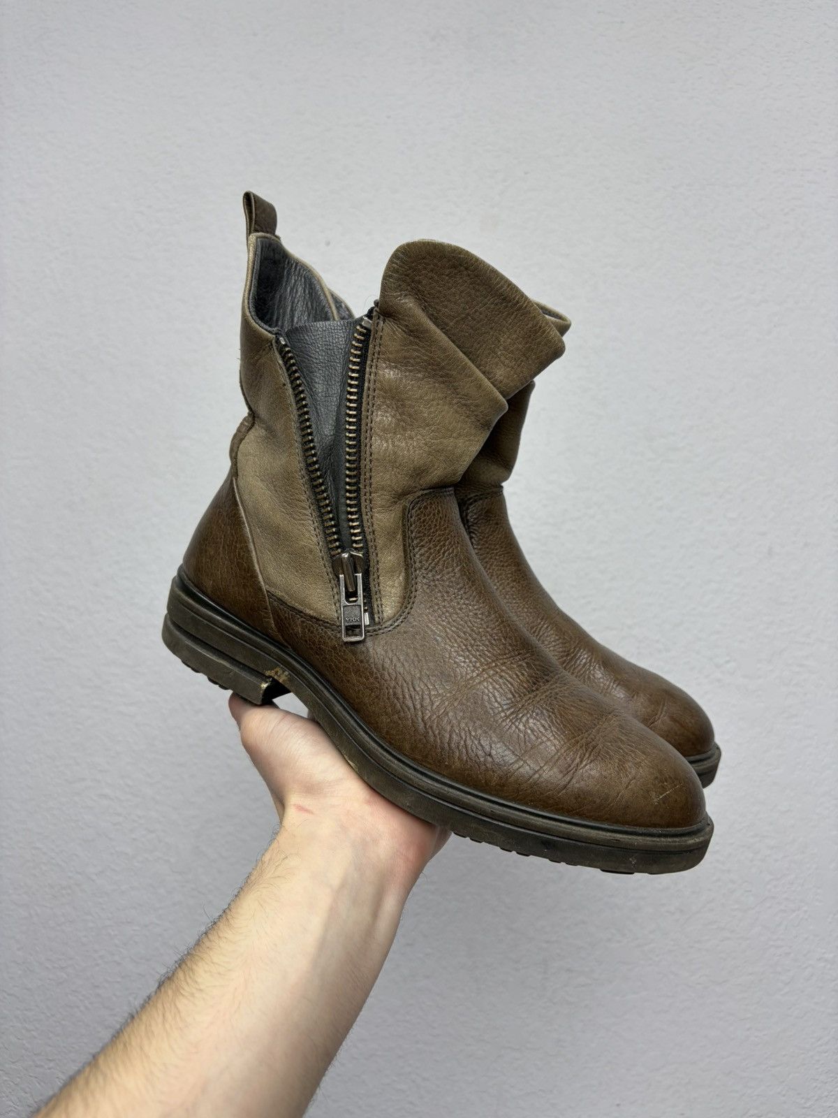 If Six Was Nine Vintage AS 98 Guidi Style Duble Zip High Leather Biker Boots Size US 7 / EU 40 - 4 Thumbnail