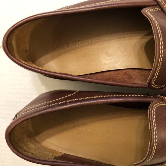 Cole Haan COLE HAAN MEN'S BROWN LEATHER SLIP-ON LOAFERS SIZE: 11M Size US 11 / EU 44 - 4 Thumbnail