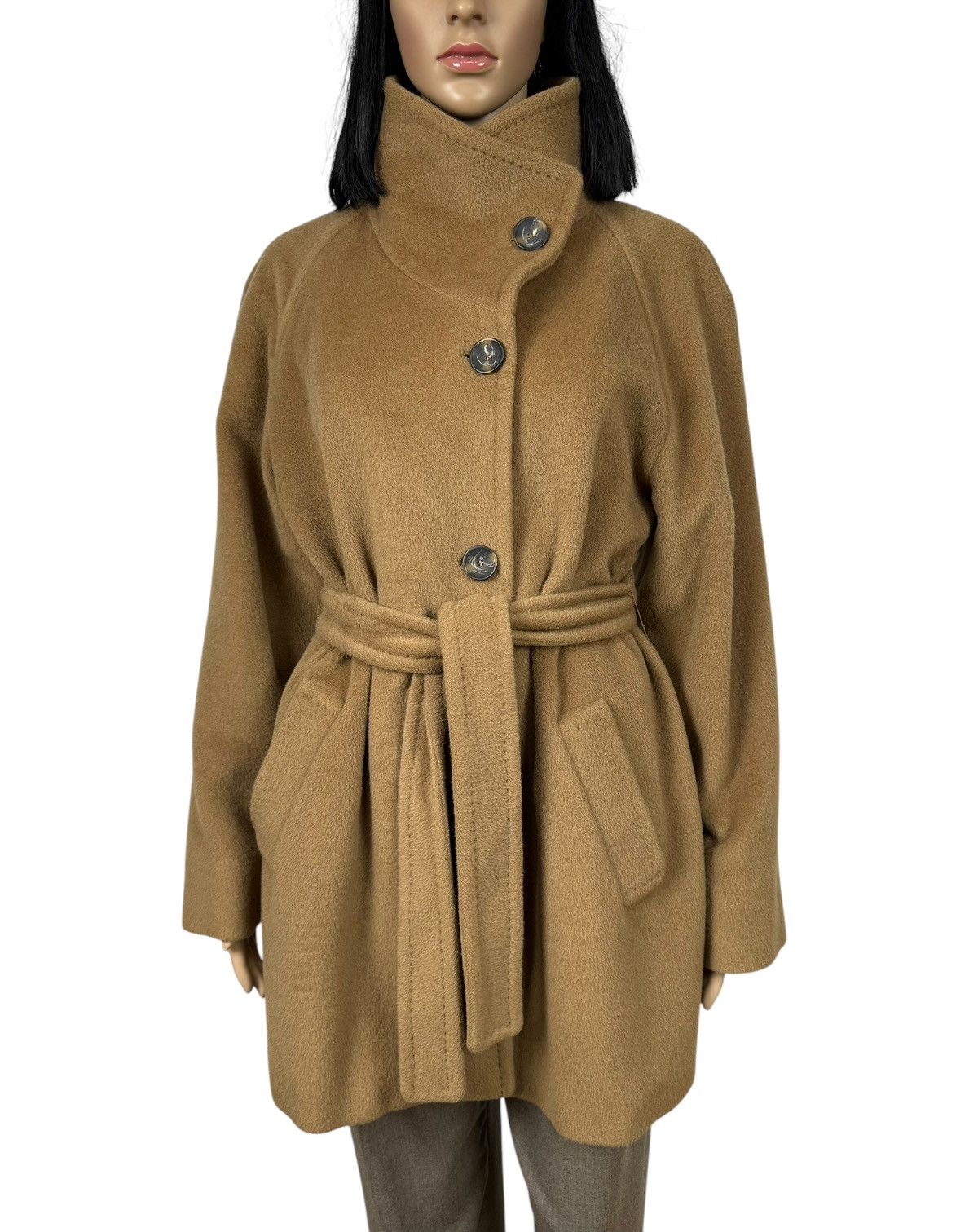 Marella Marella Wool-Cashmere Belted Coat Mock Neck size US8 IT44 Size M / US 6-8 / IT 42-44 - 3 Thumbnail