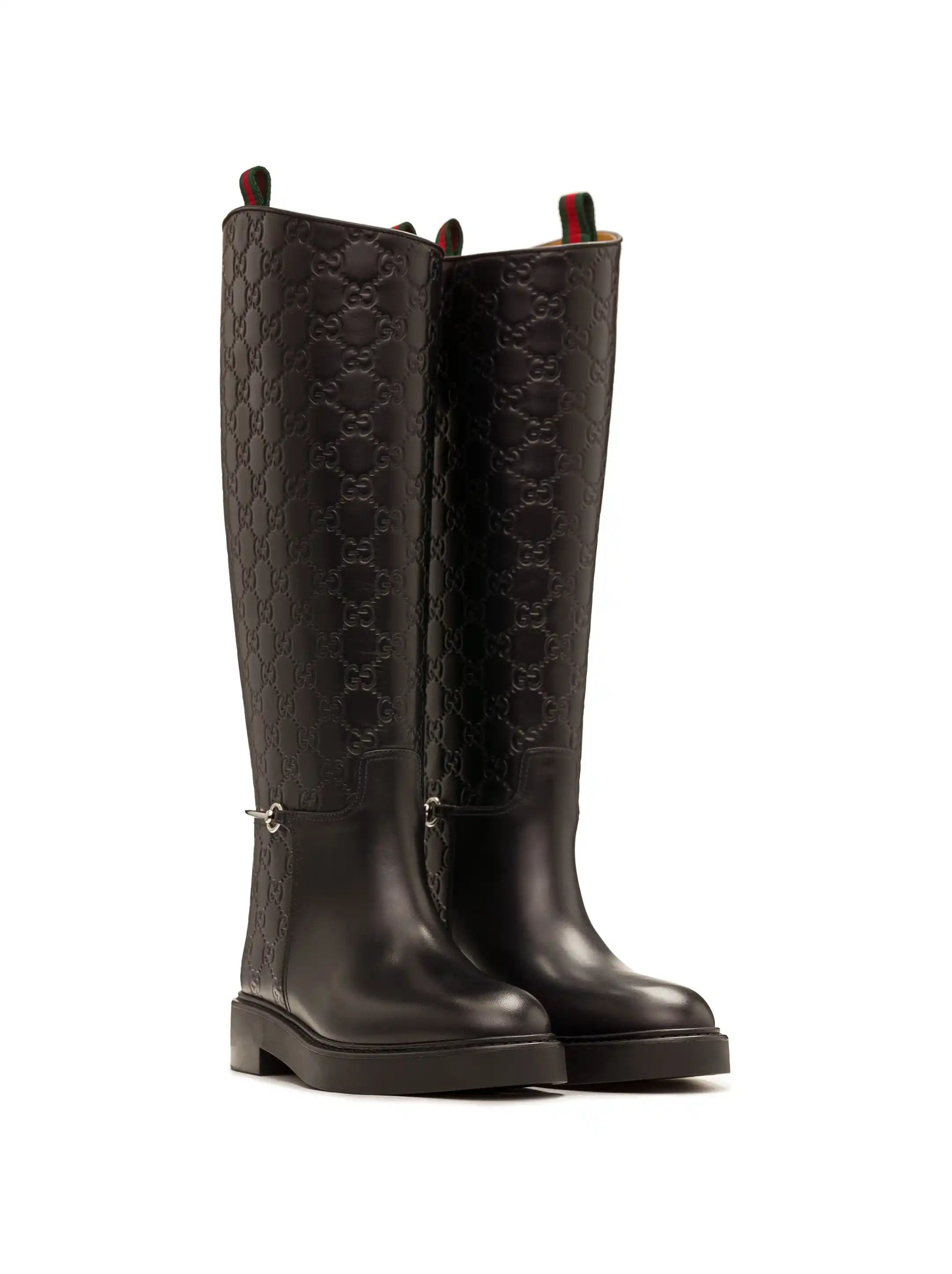 Gucci oc11z0526 Women's Slim Horsebit Boots in Black Size US 9.5 / IT 39.5 - 2 Thumbnail