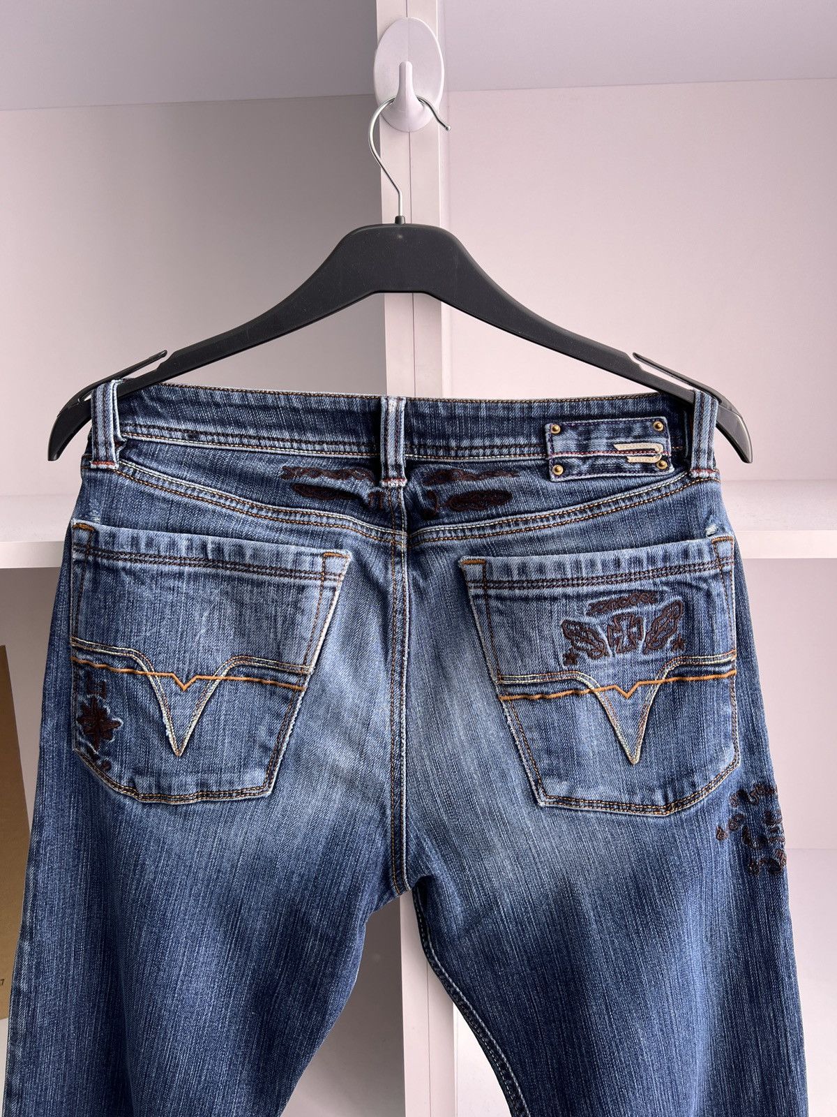 Designer × Diesel × Vintage RARE Y2K Criminal Bandit Embroidered Tattoo Denim Jeans Size US 32 / EU 48 - 16 Thumbnail