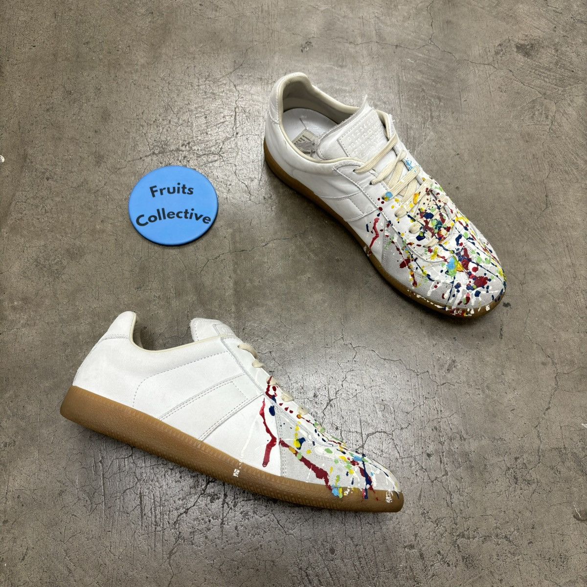 image of Maison Margiela Margiela Paint Splatter Gats Shoes in White, Men's (Size 8)