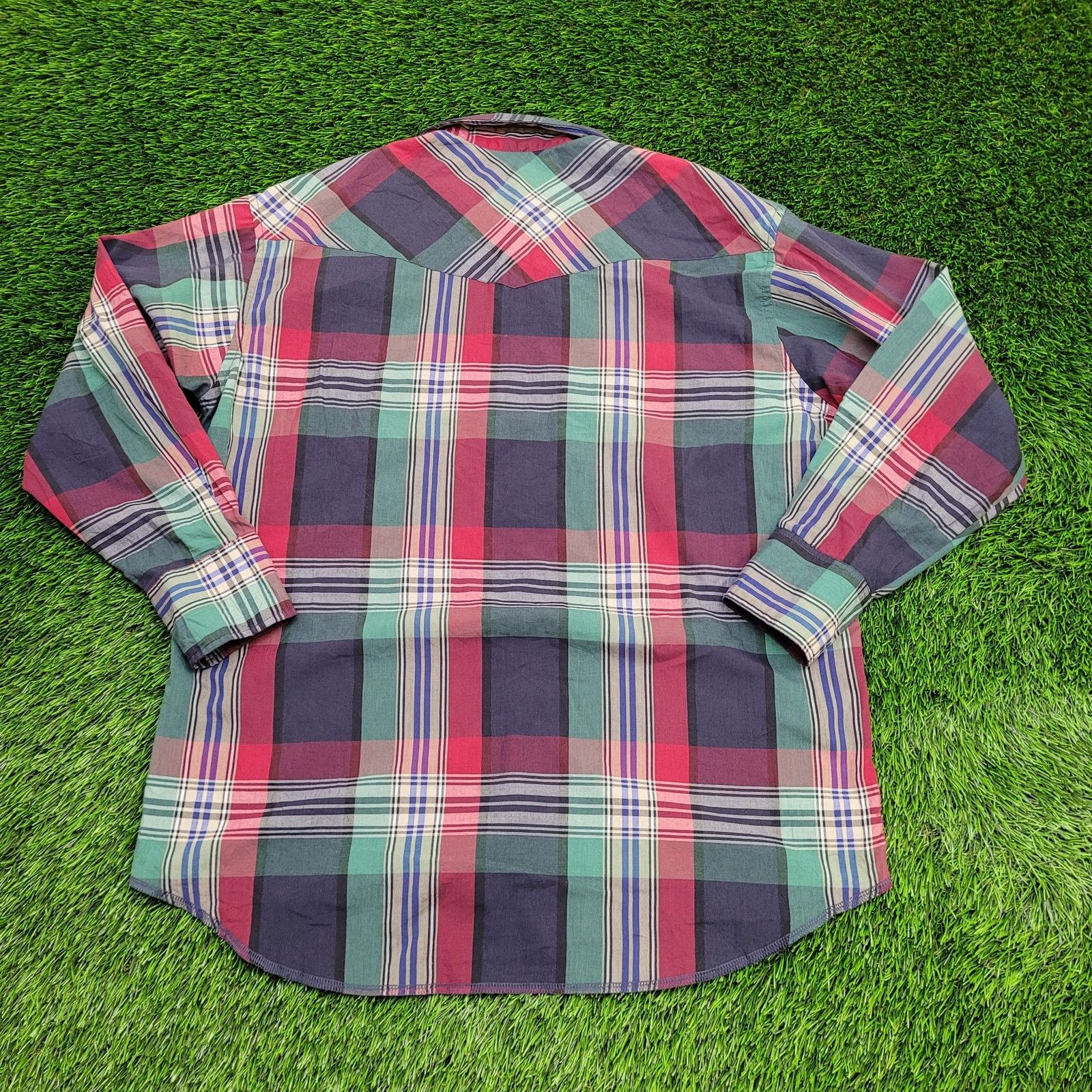 Wrangler Vintage 80s Wrangler Pearl-Snap Shirt XL 17 24x32 Long-Tails Size US XL / EU 56 / 4 - 3 Thumbnail