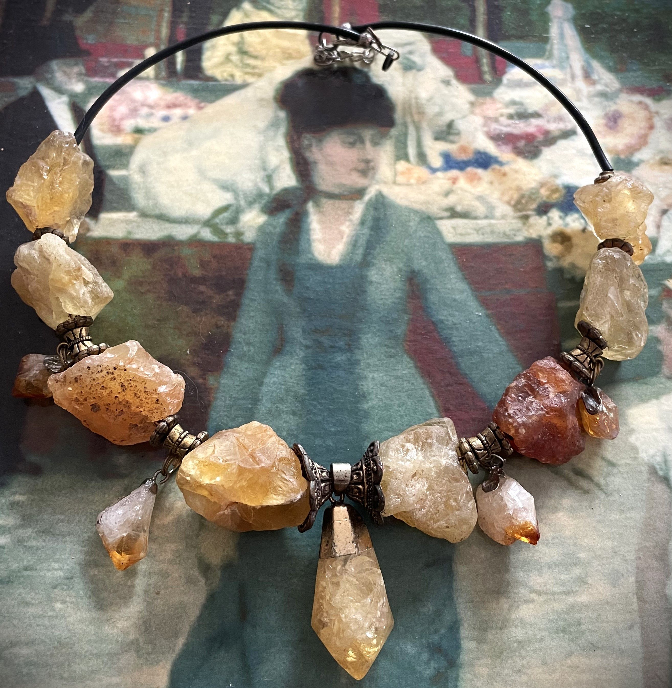 Other Vintage Style Raw Citrine Necklace – Boho Crystal Choker Size ONE SIZE - 2 Thumbnail