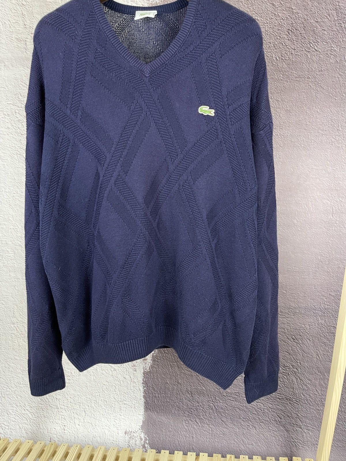 Lacoste × Vintage Lacoste vintage 90s knitwear v-neck sweater pattern logo Size US XXL / EU 58 / 5 - 5 Thumbnail