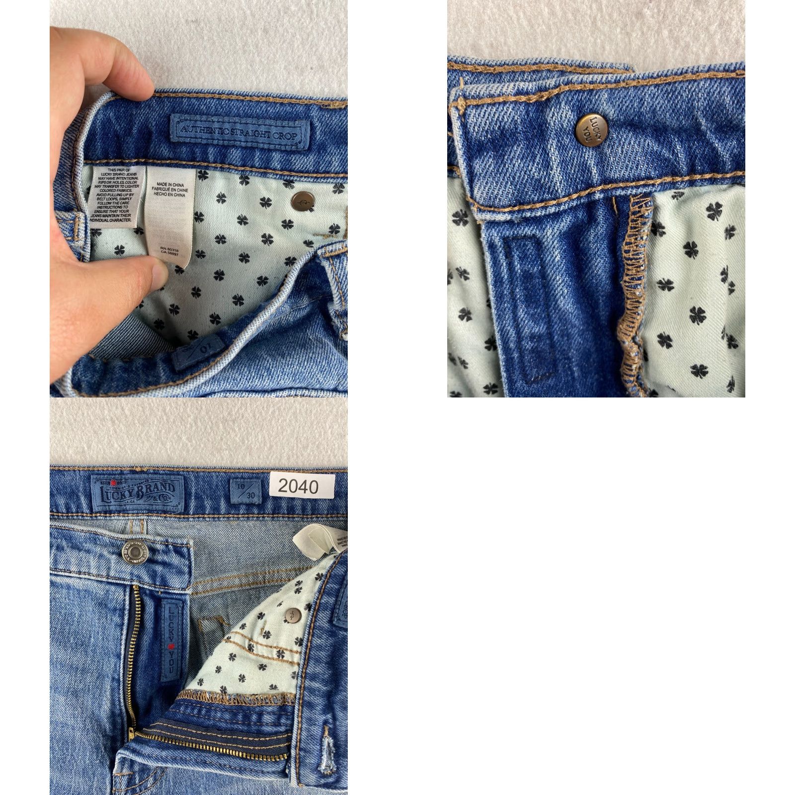 Lucky Brand Lucky Brand Jeans Womens 10 / 30 Blue Straight Crop Distressed Denim Size 24" / US 00 / IT 34 - 11 Thumbnail