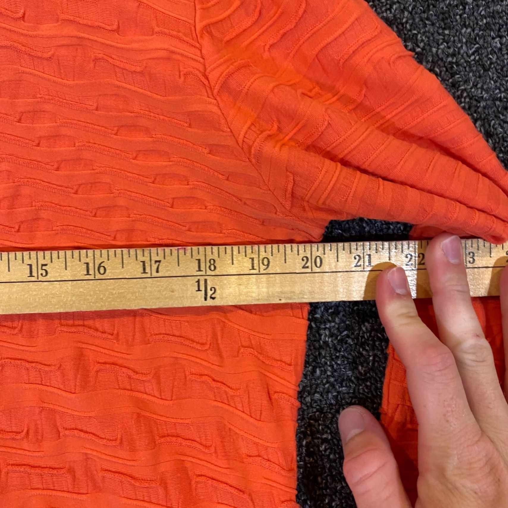 Vintage Lulu-B Shirt Womens Medium Orange Blouse Knit 3/4 Sleeve Textured Stretch Top Size M / US 6-8 / IT 42-44 - 4 Thumbnail