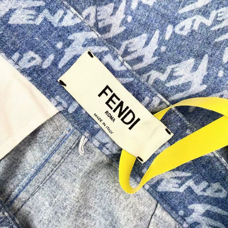 Other Fendi Blue bullet screen logo wide-leg trousers Size US 38 / EU 54 - 4 Thumbnail