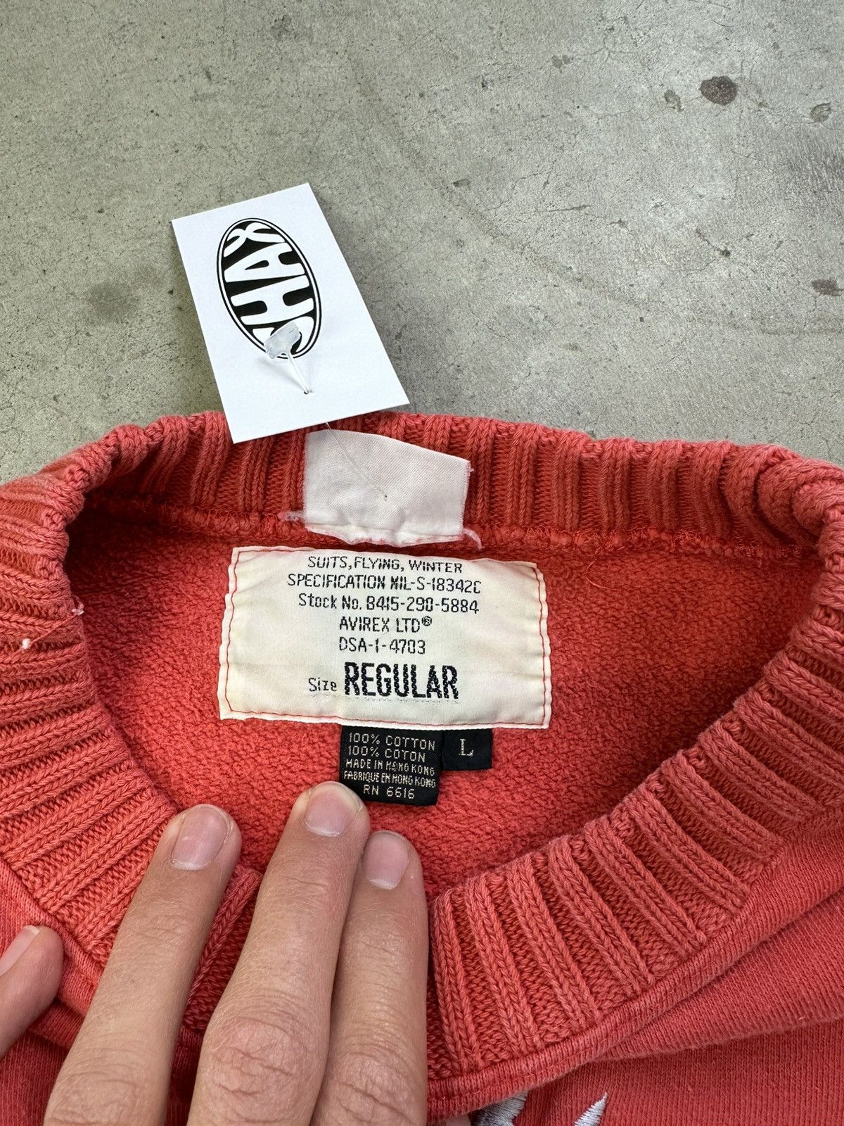 Avirex × Vintage 90s Vintage Avirex Crewneck Large U.S.S. Hornet Red Size US L / EU 52-54 / 3 - 4 Thumbnail