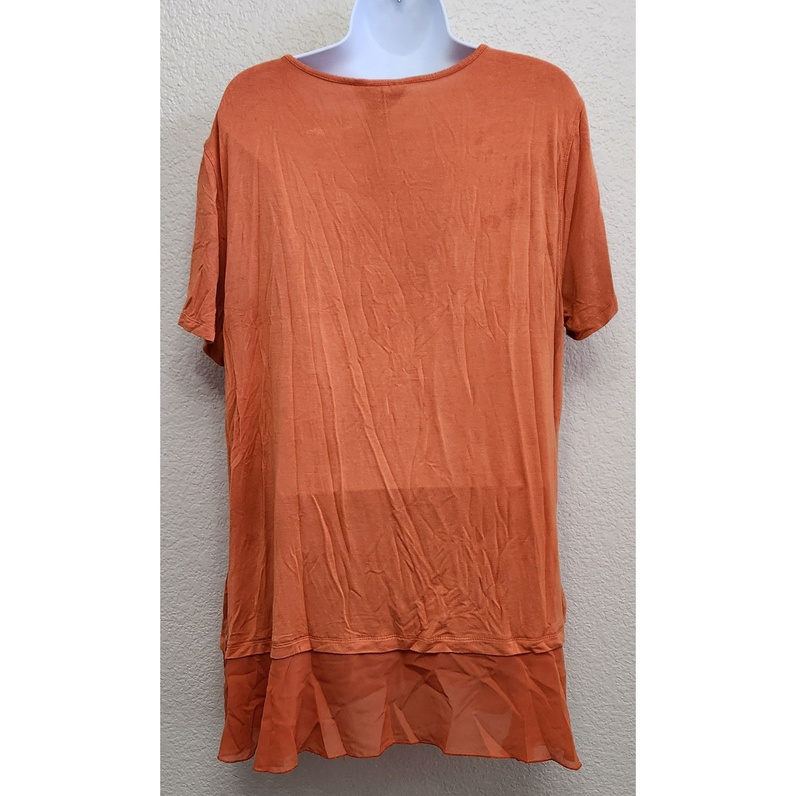 Other Multiples Orange Short Sleeve Sheer Hem Top XL Lightweight Size XL / US 12-14 / IT 48-50 - 3 Thumbnail