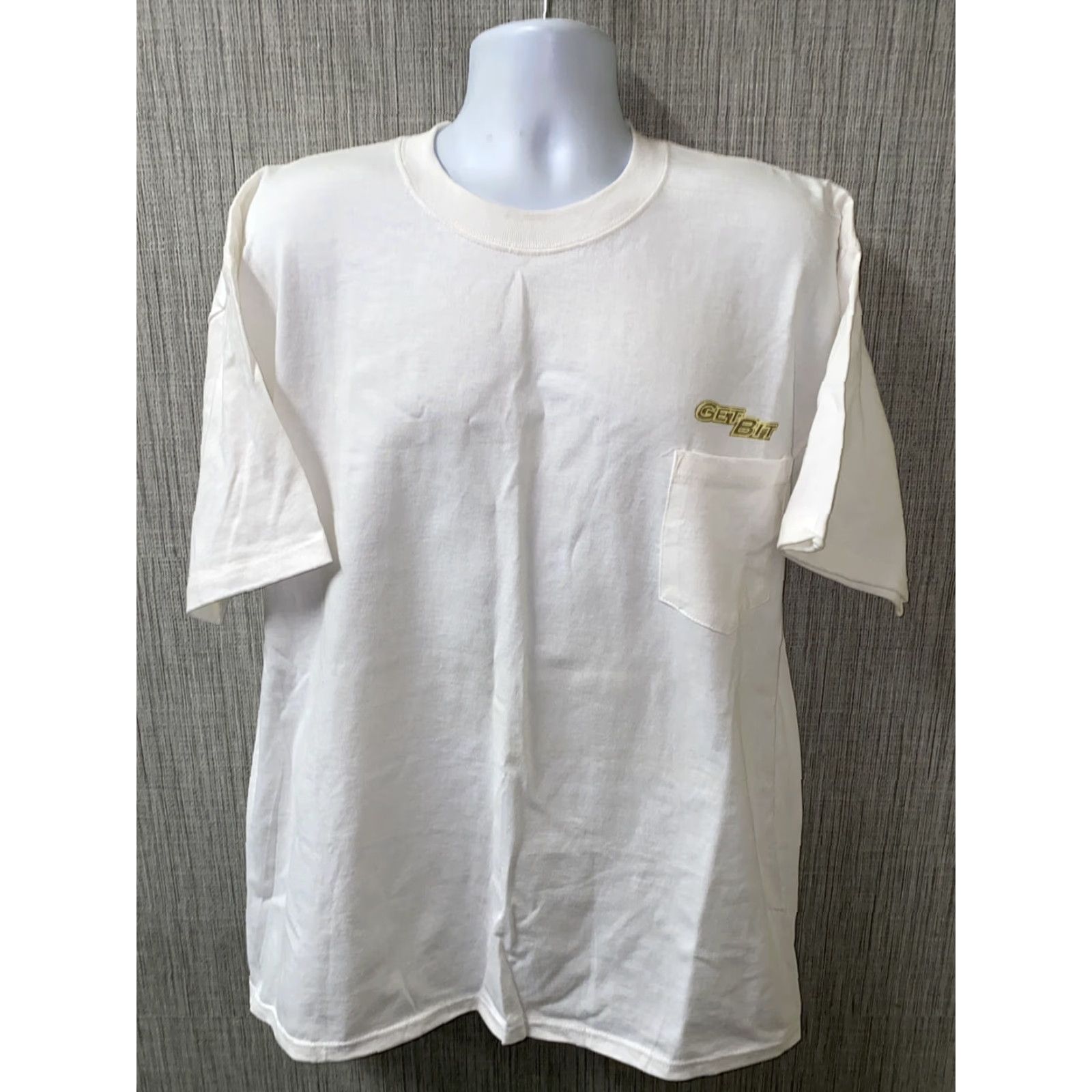 Vintage Get Bit Mens T-Shirt Short Sleeve XL White Cotton Solid USA Made Size US XL / EU 56 / 4 - 4 Thumbnail