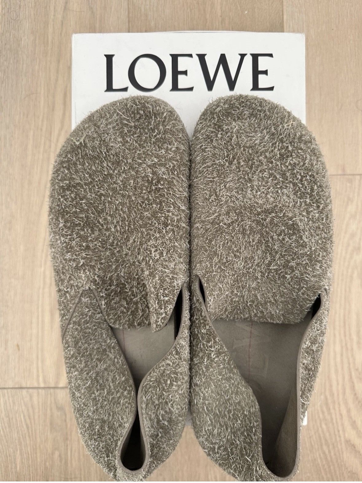 Loewe Lago Brushed Suede Slides - 10