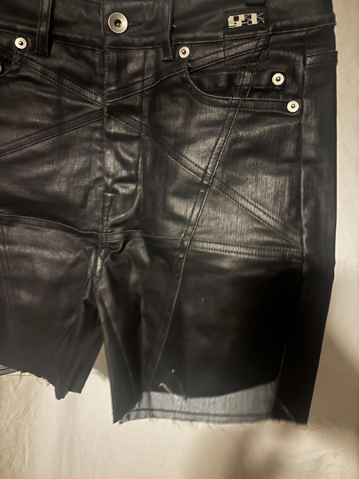 Rick Owens Drkshdw DRKSHDW Penta Trucker Jorts Black Waxed Denim sz 28 Size US 28 / EU 44 - 1 Thumbnail