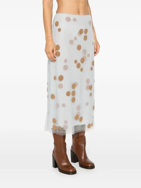 Fendi o1loc1c0126 Embroidered Midi Skirt in Clear Blue Size 28" / US 6 / IT 42 - 2 Thumbnail