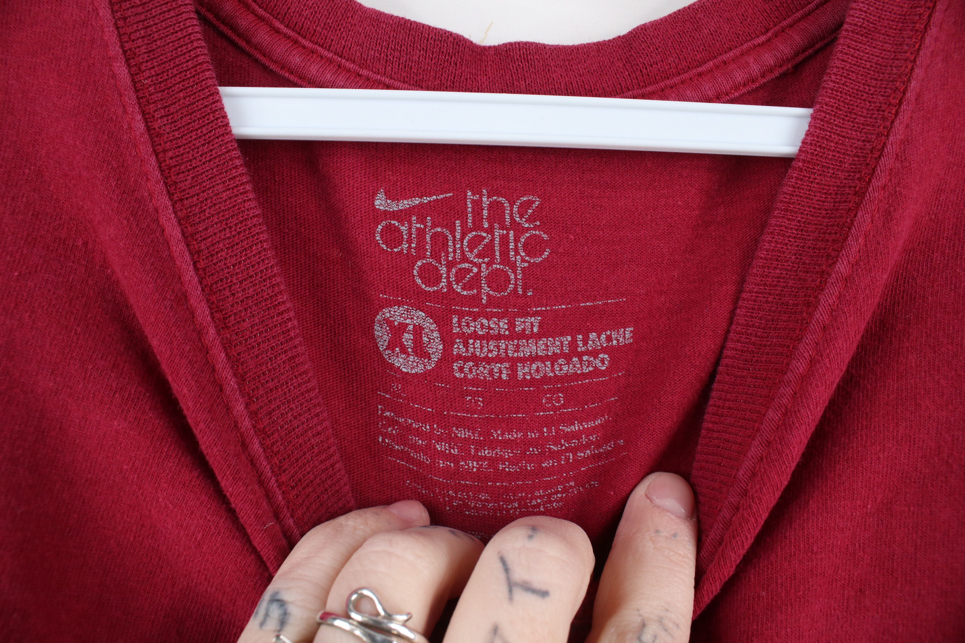 Nike × Vintage Vintage Y2K Nike Fit Travis Scott Mini Swoosh T-Shirt Red Size US XL / EU 56 / 4 - 9 Thumbnail