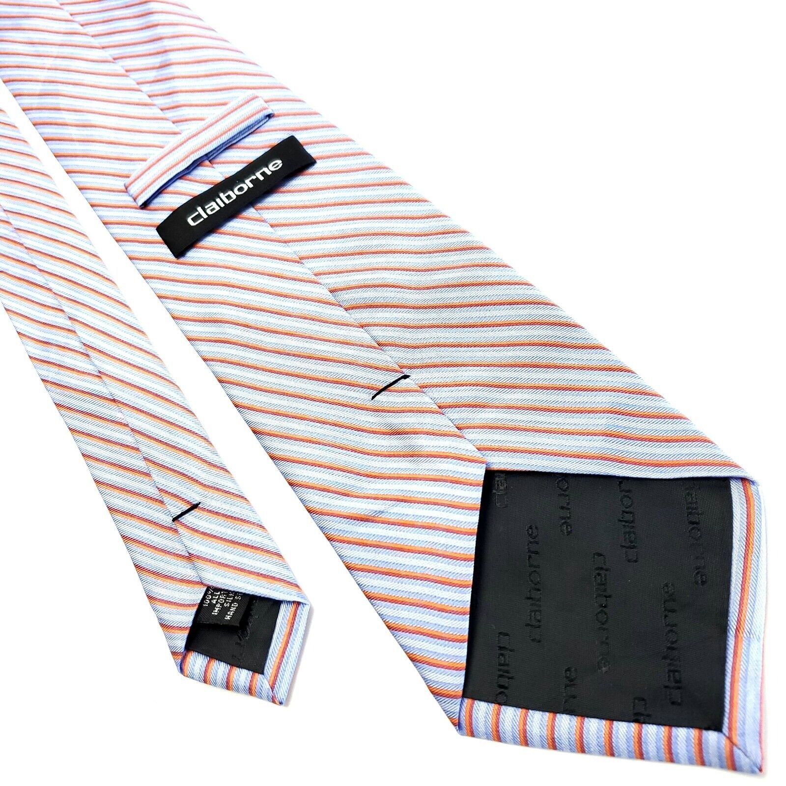 Liz Claiborne Claiborne Red White Silk Tie Woven Striped Size ONE SIZE - 3 Thumbnail