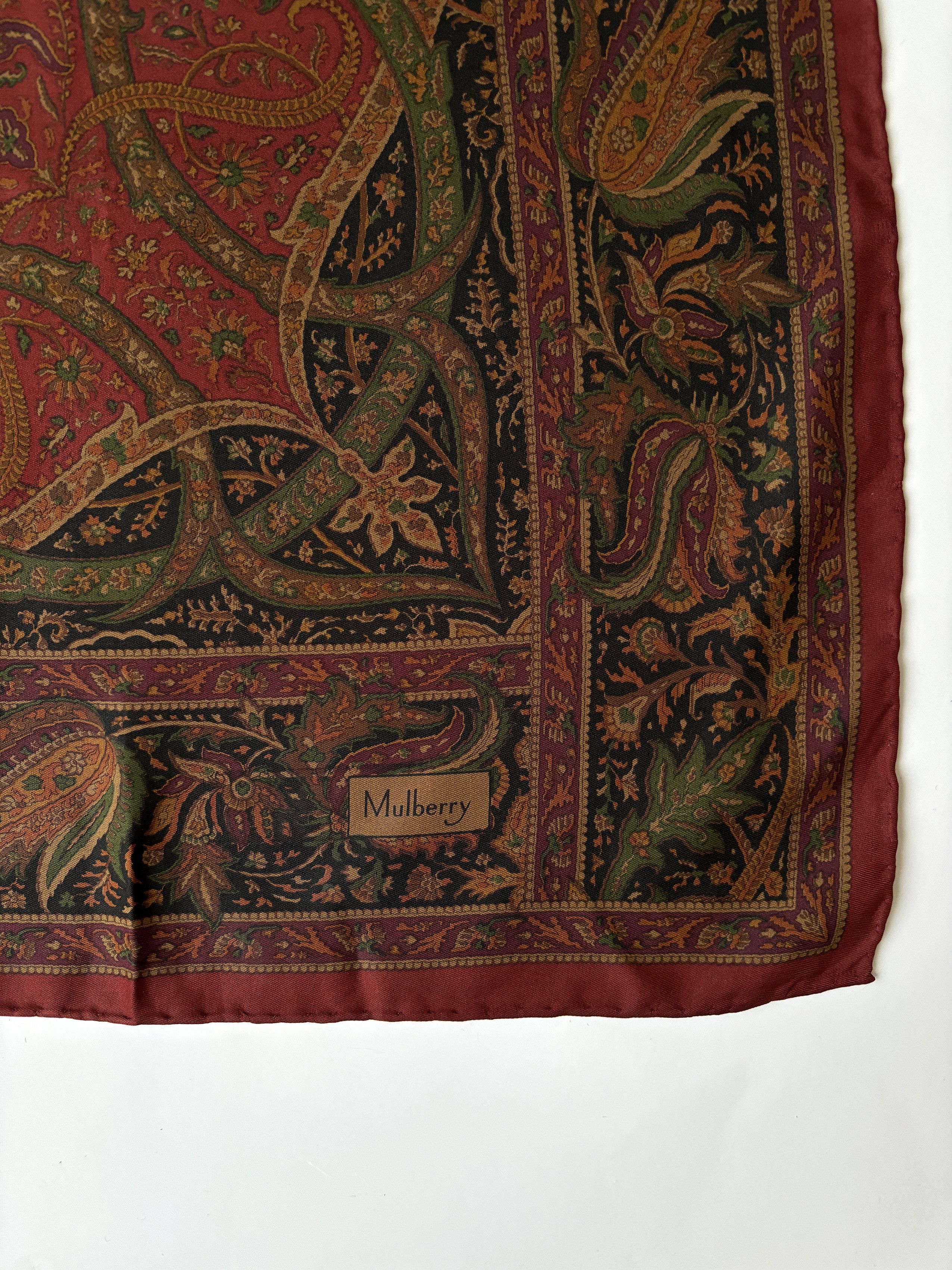 Mulberry ⚡️QUICK SALE⚡️Mulberry Burgundy Patterned Square Silk Scarf Size ONE SIZE - 4 Thumbnail