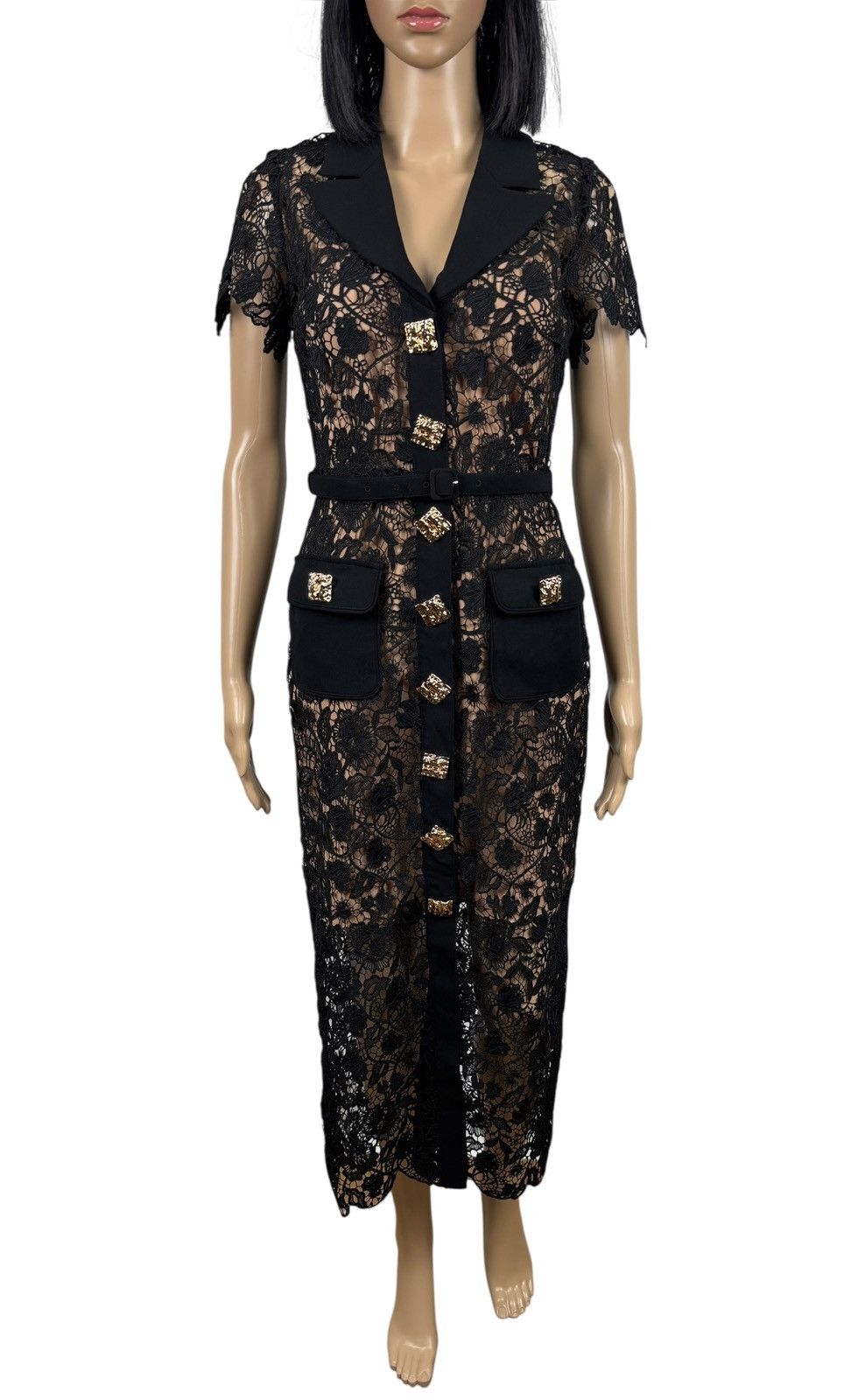 Self-Portrait Self-Portrait Magnolia Lace Dress Maxi Button Up size UK8 Size S / US 4 / IT 40 - 2 Thumbnail