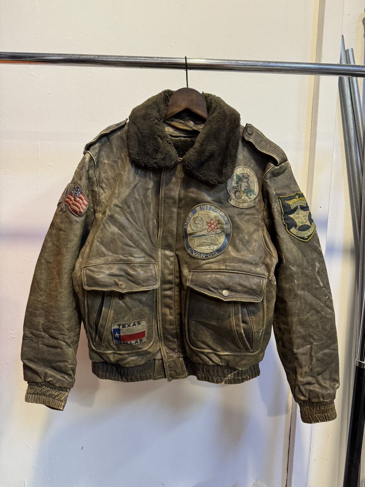 Genuine Leather Vintage G1 Texas Dallas Pussy Island AirForce Leather Jacket Size US M / EU 48-50 / 2 - 1 Thumbnail