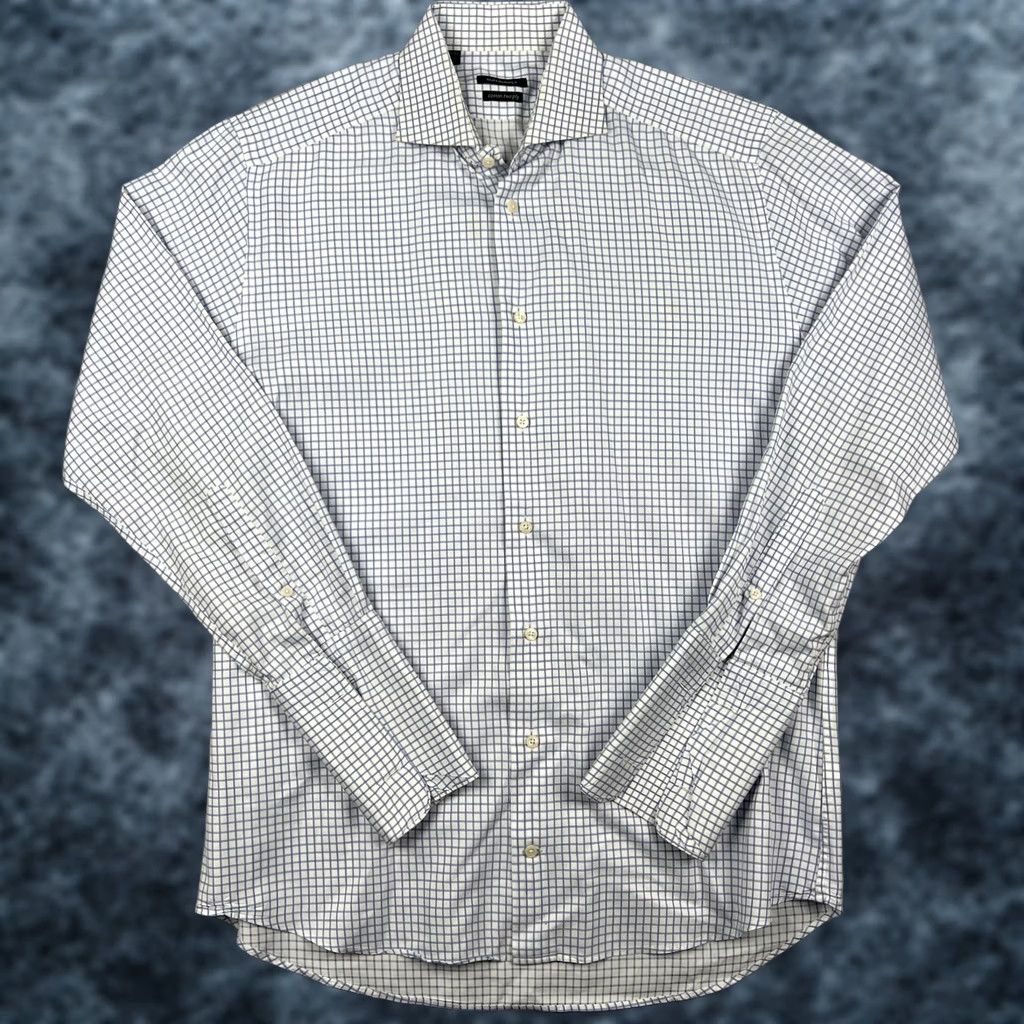 Suitsupply Suitsupply Shirt Mens 16 / 41 Blue White Plaid Cotton Long Sleeve Button Size US L / EU 52-54 / 3 - 1 Thumbnail