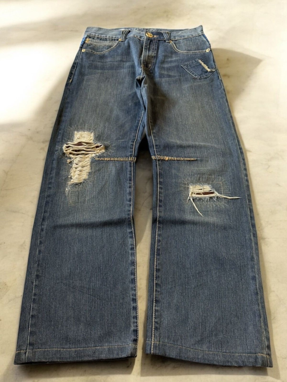 Osaka Big Train Japan Over Stitch Boro Yakuza Jeans