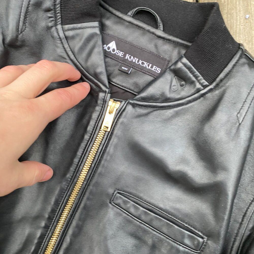 Moose Knuckles Moose Knuckles Leather Biker Jacket Black Medium Designer M Size US XS / EU 42 / 0 - 6 Thumbnail