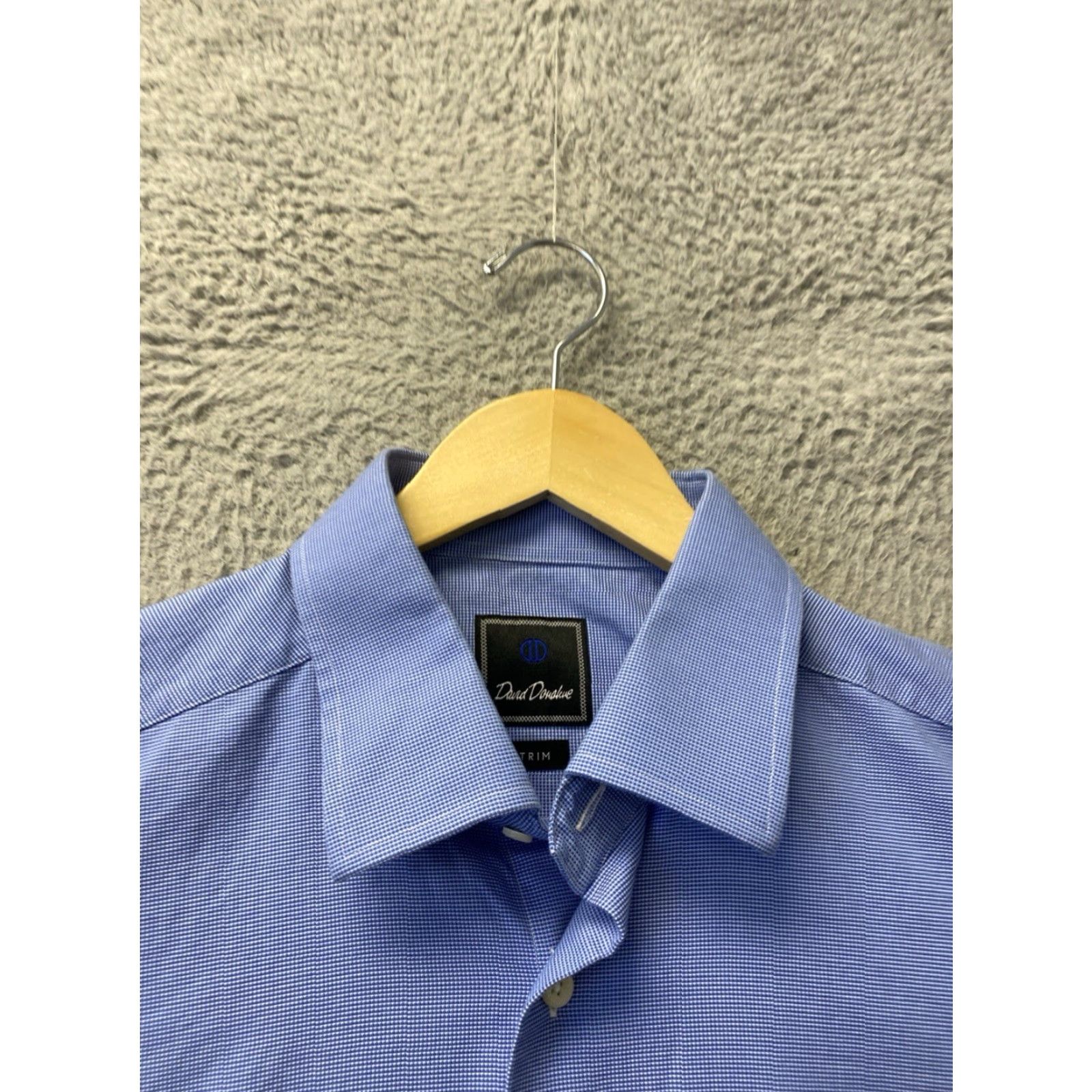 David Donahue DAVID DONAHUE Mens Button Shirt 17 34/35 Blue Cotton Dress Shirt Casual Business Party 17 Neck Spread Collar Barrel Cuff Size US XL / EU 56 / 4 - 7 Thumbnail