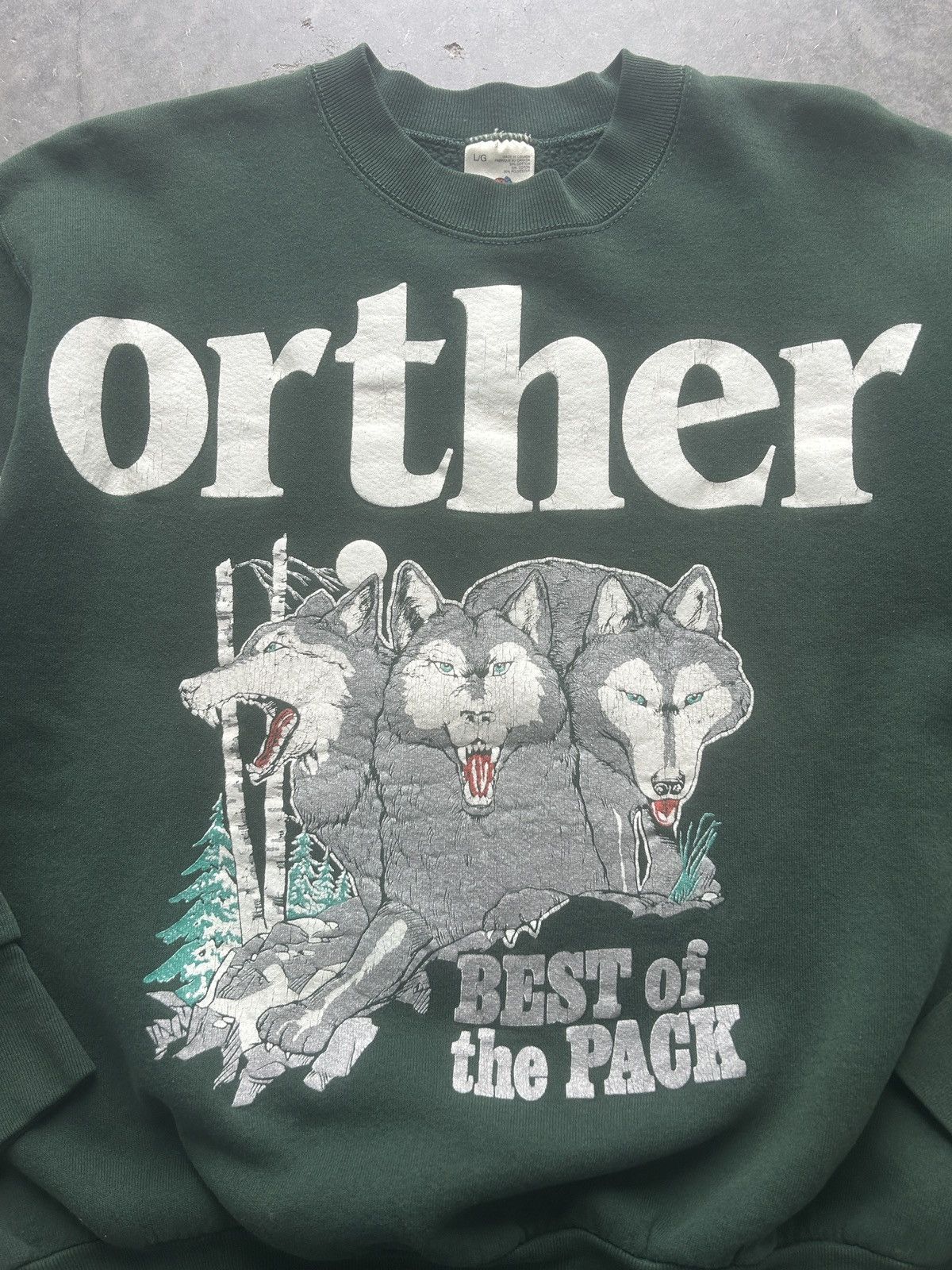Fruit Of The Loom × Vintage Vintage 90s Northern Wolf Sweatshirt Size US L / EU 52-54 / 3 - 2 Thumbnail
