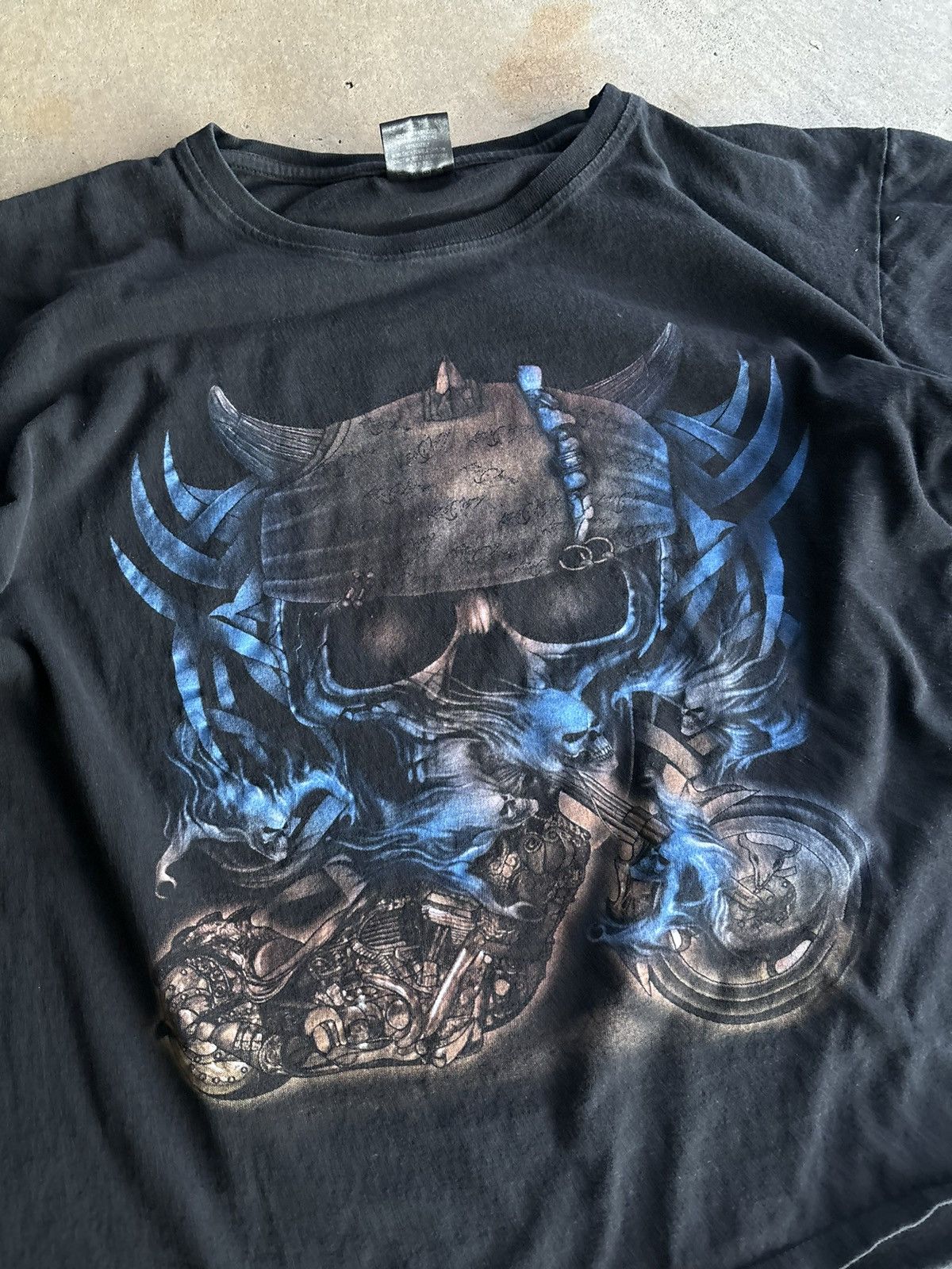 Vintage × West Coast Choppers Crazy 90s Flame Biker Boxy Faded Black Skater CCP Tee Size US M / EU 48-50 / 2 - 3 Thumbnail
