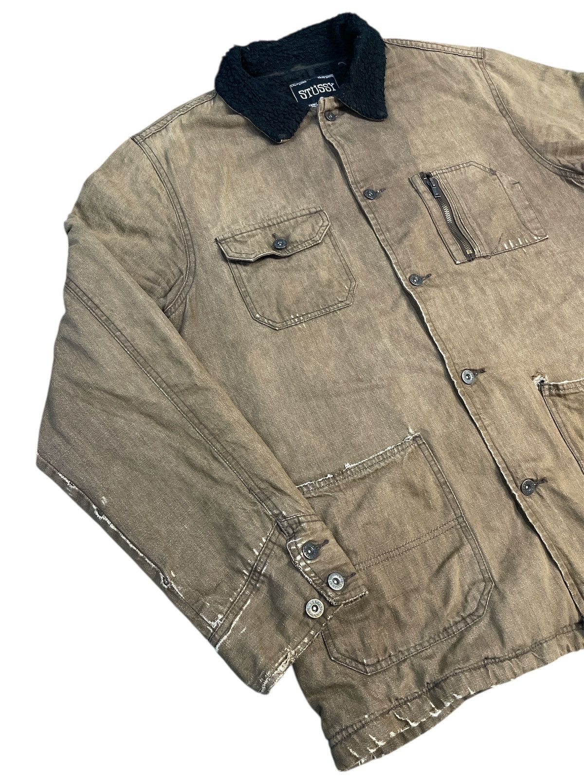 Stussy Vintage Stussy Sherpa Linen Distressed Jacket Size US XL / EU 56 / 4 - 5 Thumbnail
