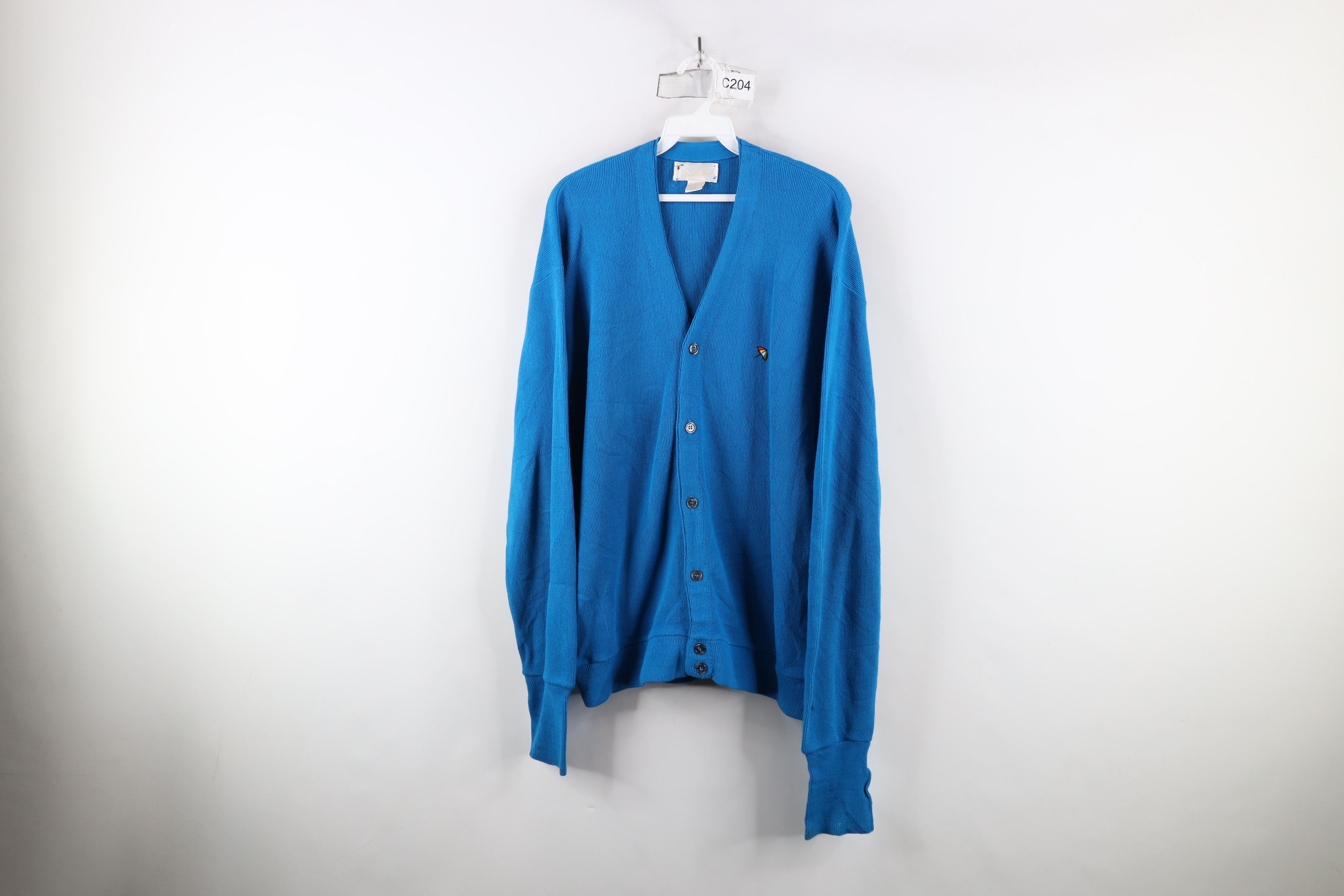 Vintage Vintage 70s 80s Streetwear Knit Cardigan Sweater Blue USA Size US XL / EU 56 / 4 - 1 Thumbnail