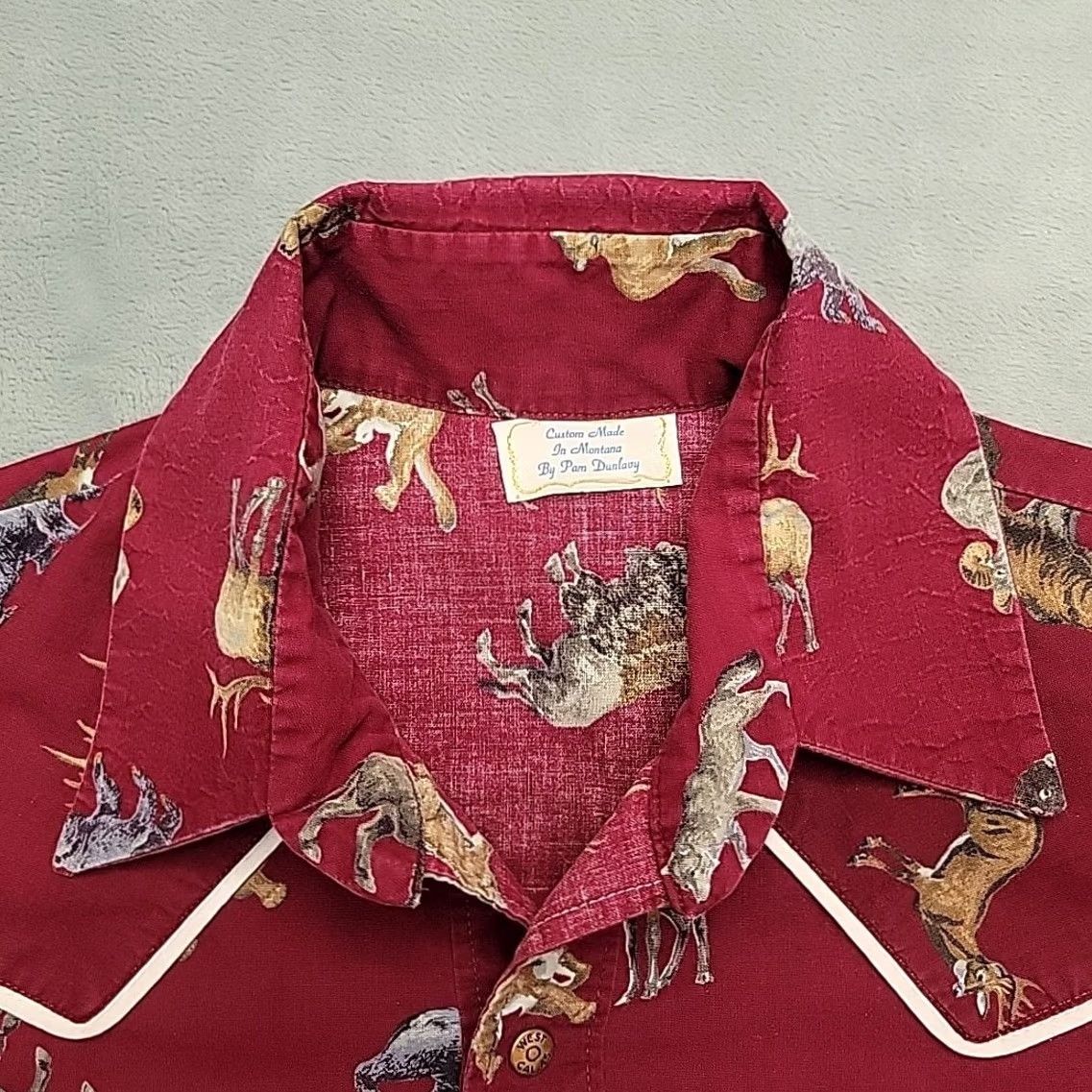 Vintage VTG Handmade Shirt Mens M Pearl Snap Western Elk Grizzly Hunting Cowboy Montana Shirt Size US M / EU 48-50 / 2 - 4 Thumbnail