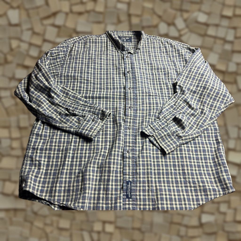 American Eagle Outfitters VINTAGE American Eagle Outfitters Shirt Mens XL Navy Blue Tan Orange Button Up Size US XL / EU 56 / 4 - 1 Thumbnail