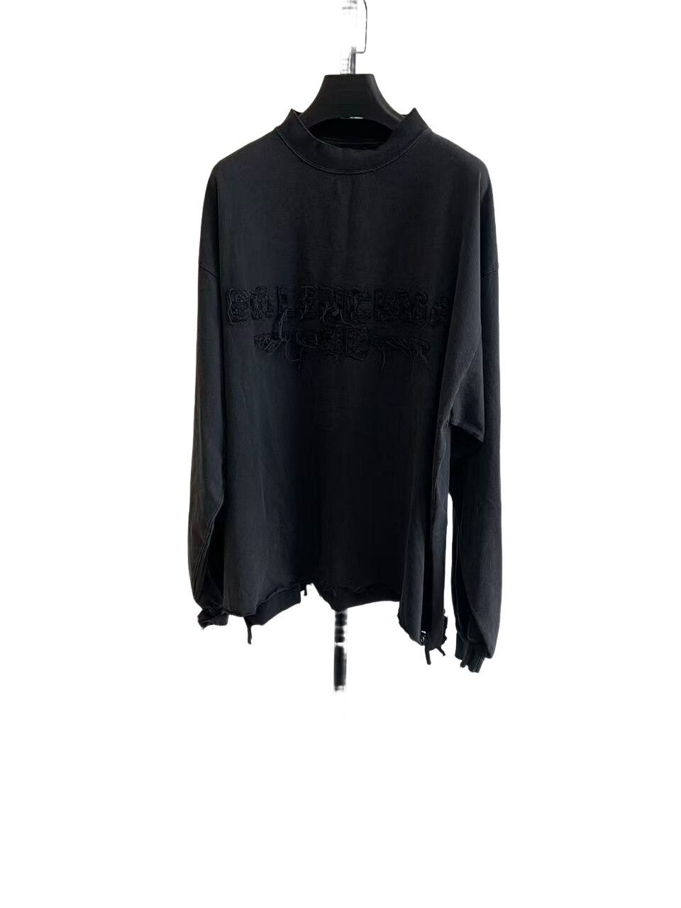 Balenciaga Balenciaga Distressed Logo Long Sleeve Shirt Size 1 Size US S / EU 44-46 / 1 - 1 Thumbnail