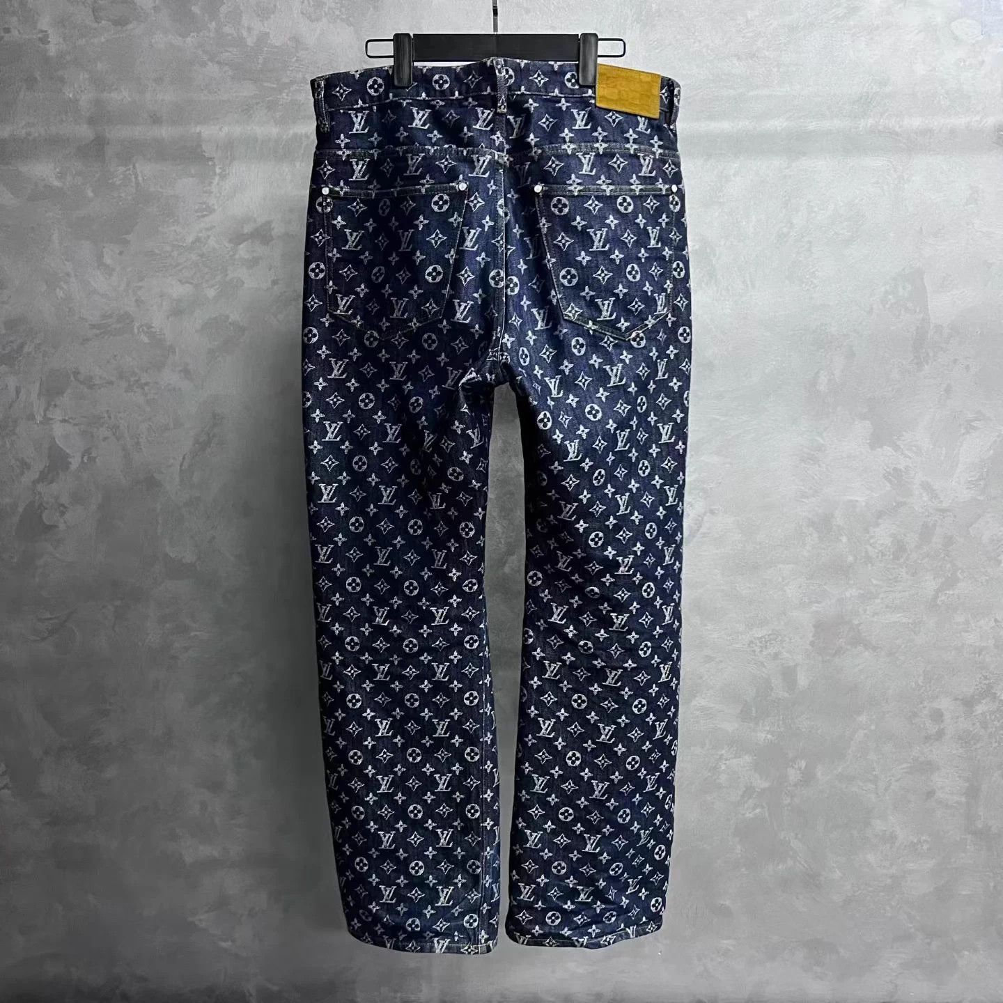 Louis Vuitton LV Navy Logo Jacquard Mid-Waist Straight Jean 33 Size US 33 - 2 Thumbnail